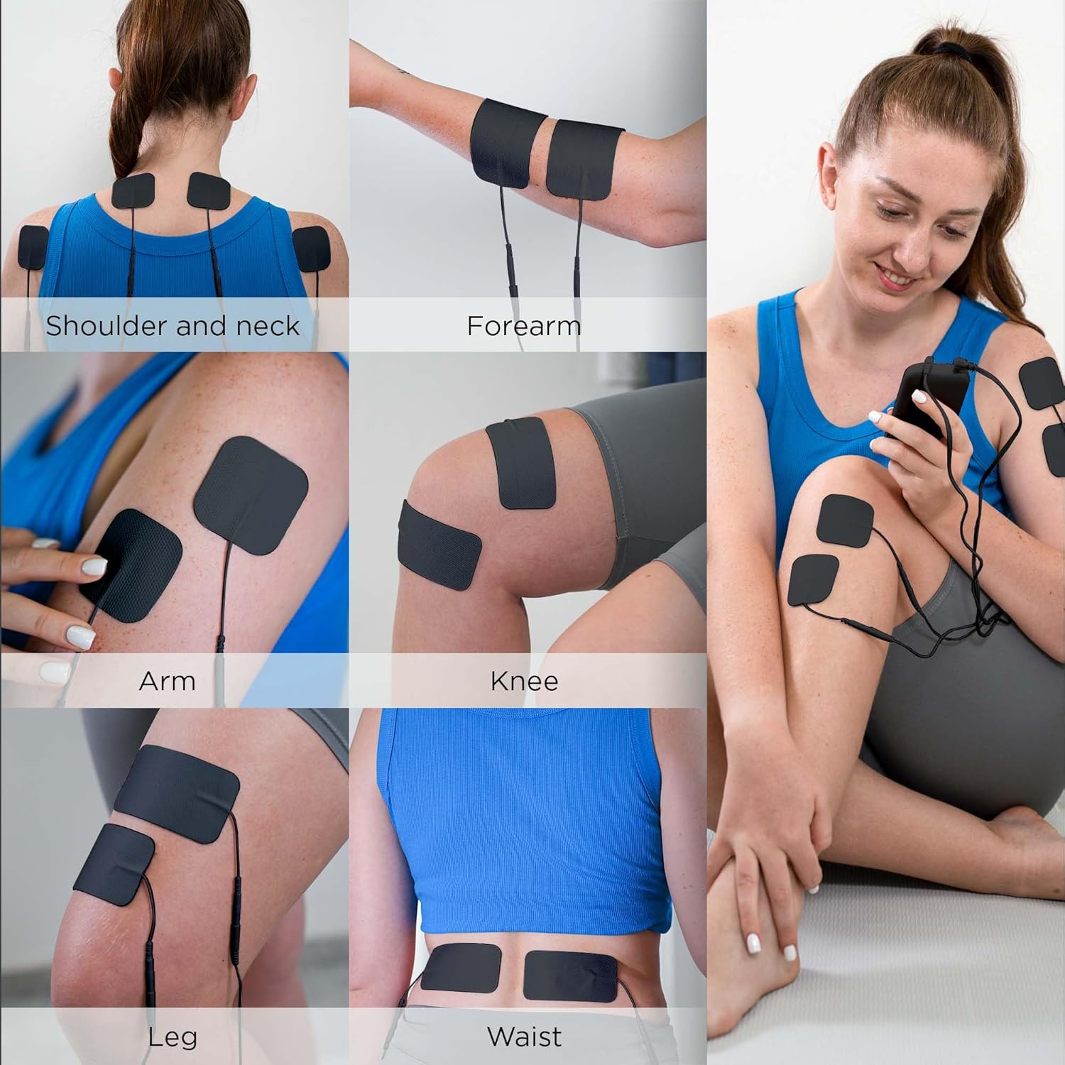 4-in-1-DIY-TENS-Gerät, Massage-Muskel- und Nervenstimulationsgerät, Zweikanal-TENS-EMS-Gerät, Therapiegerät zur Schmerzlinderung, vom FDA-Impulsmassagegerät, mit 12 Elektrodenpads – Bild 6