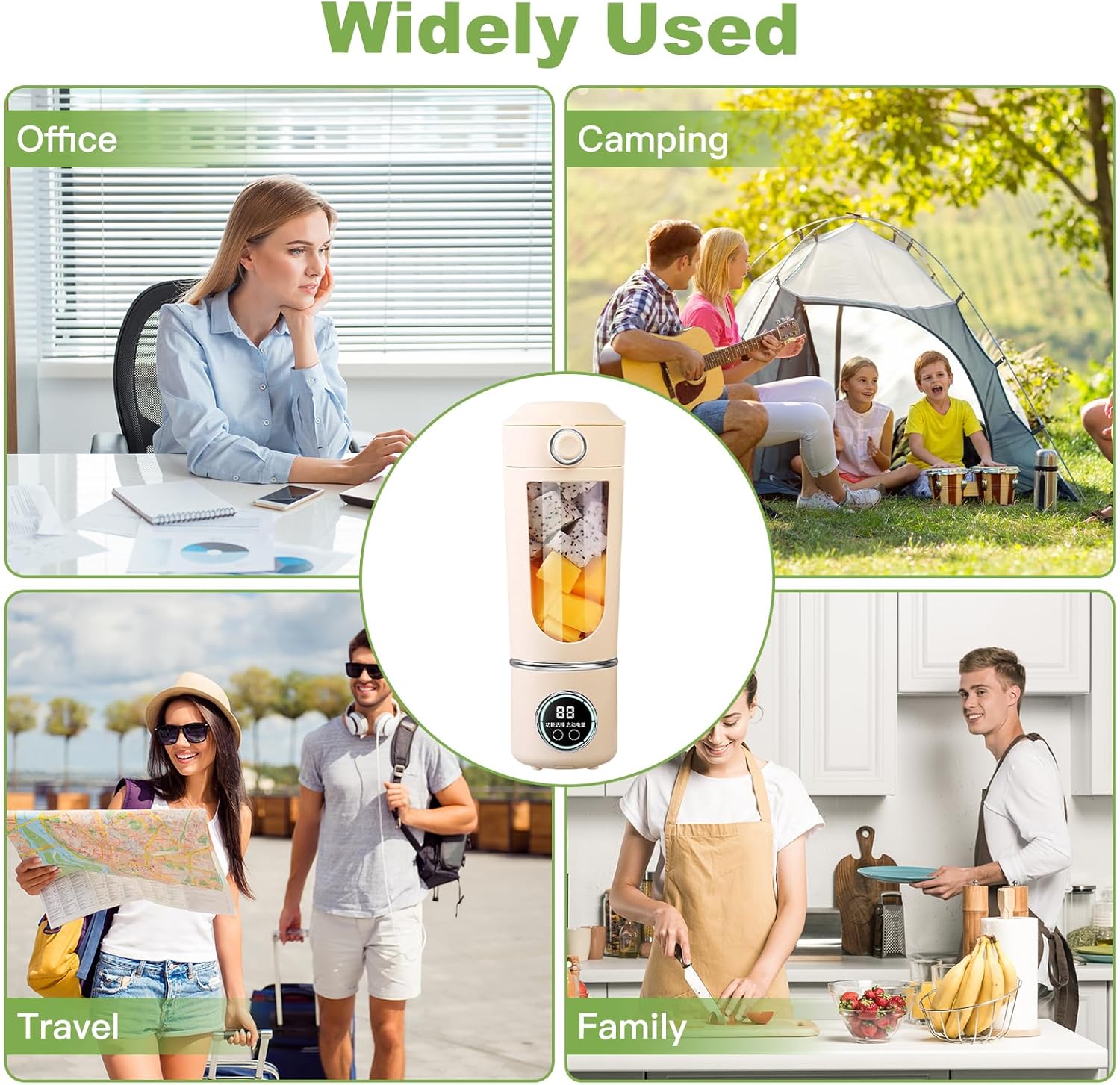 Tragbarer Mixer Smoothie Maker, 700 ml kleiner Entsafter, Typ-C wiederaufladbar, mit 12 rostfreien Klingen, Becher mit auslaufsicherem Deckel & Trinkloch, für Milchshake, Saft, Smoothie (Beige) – Bild 7