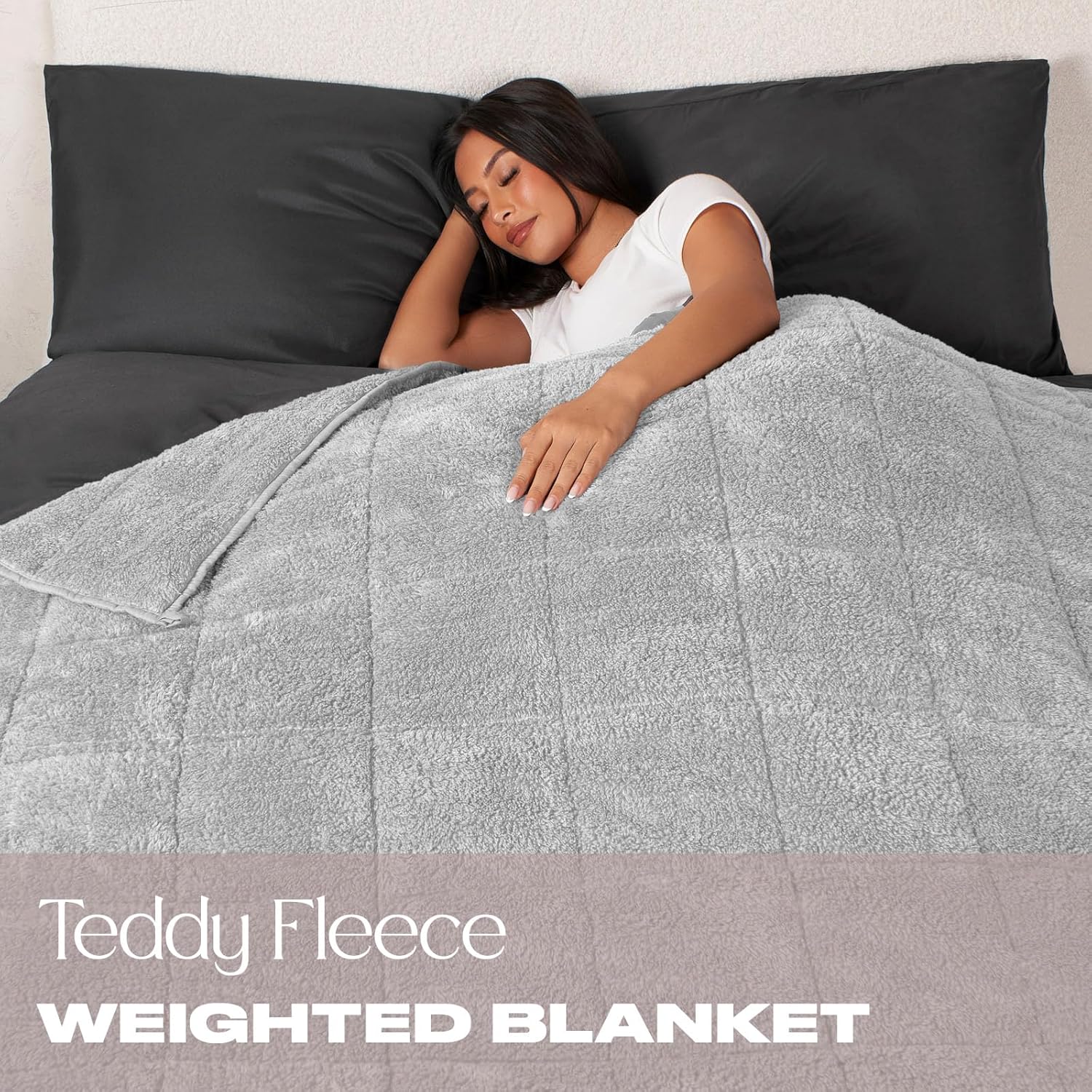 Brentfords Superweiche Teddy-Fleece-Decke für Erwachsene mit Mikro-Glasperlen, Schlaflosigkeit, Angst, Stressabbau, Silbergrau, 150 x 200 cm – 8 kg, BBWETEDSI02, 150 x 200cm, 8kg(17.6lb) – Bild 2