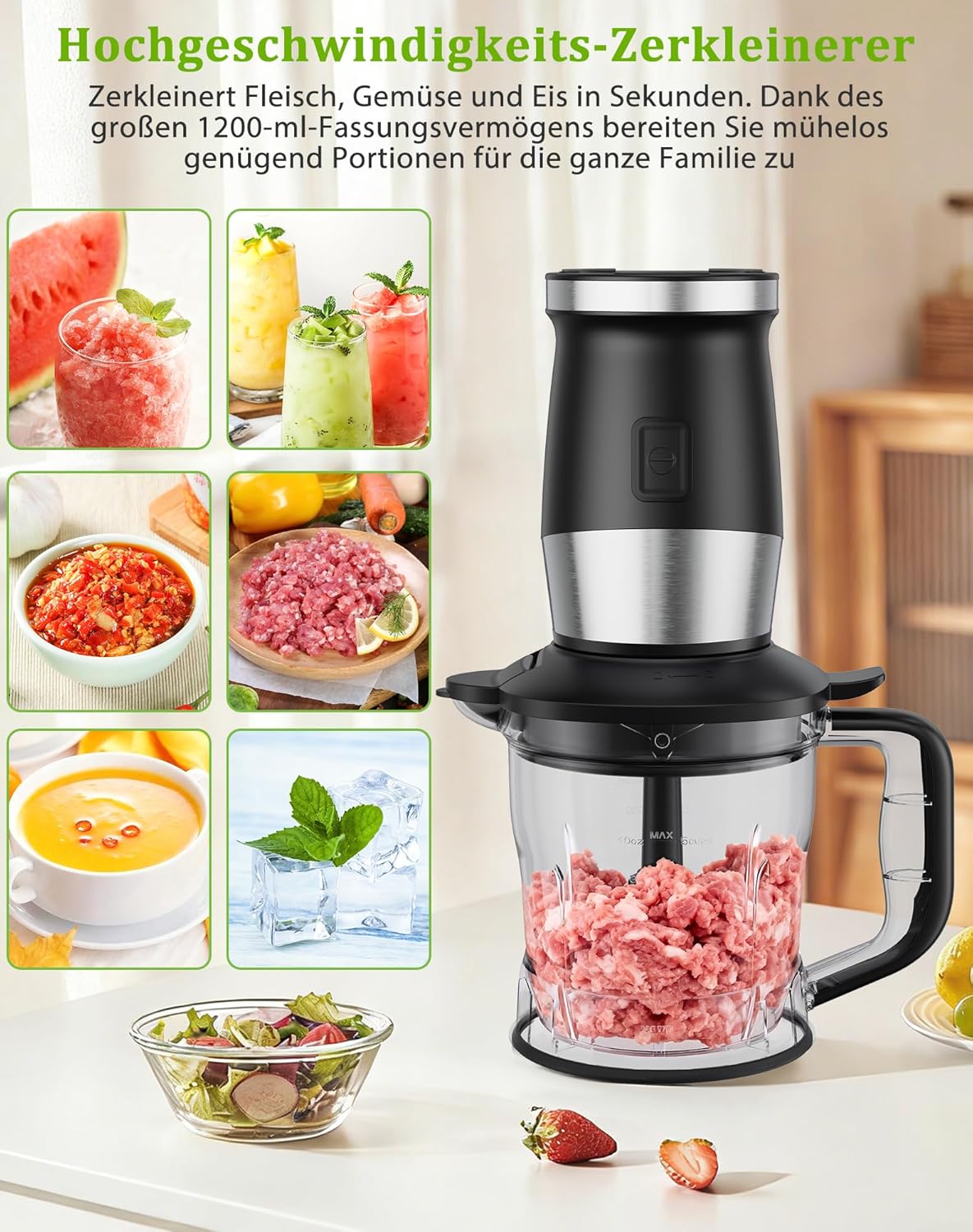 Mixer, 700W Smoothie Maker, Standmixer & Mixer Smoothie Maker, Multifunktions-Smoothiemaker/Fleischzerkleinerer/Ice Crusher/Kaffeemühle mit 570ml Sport-Flasche BPA frei Tritan – Bild 3
