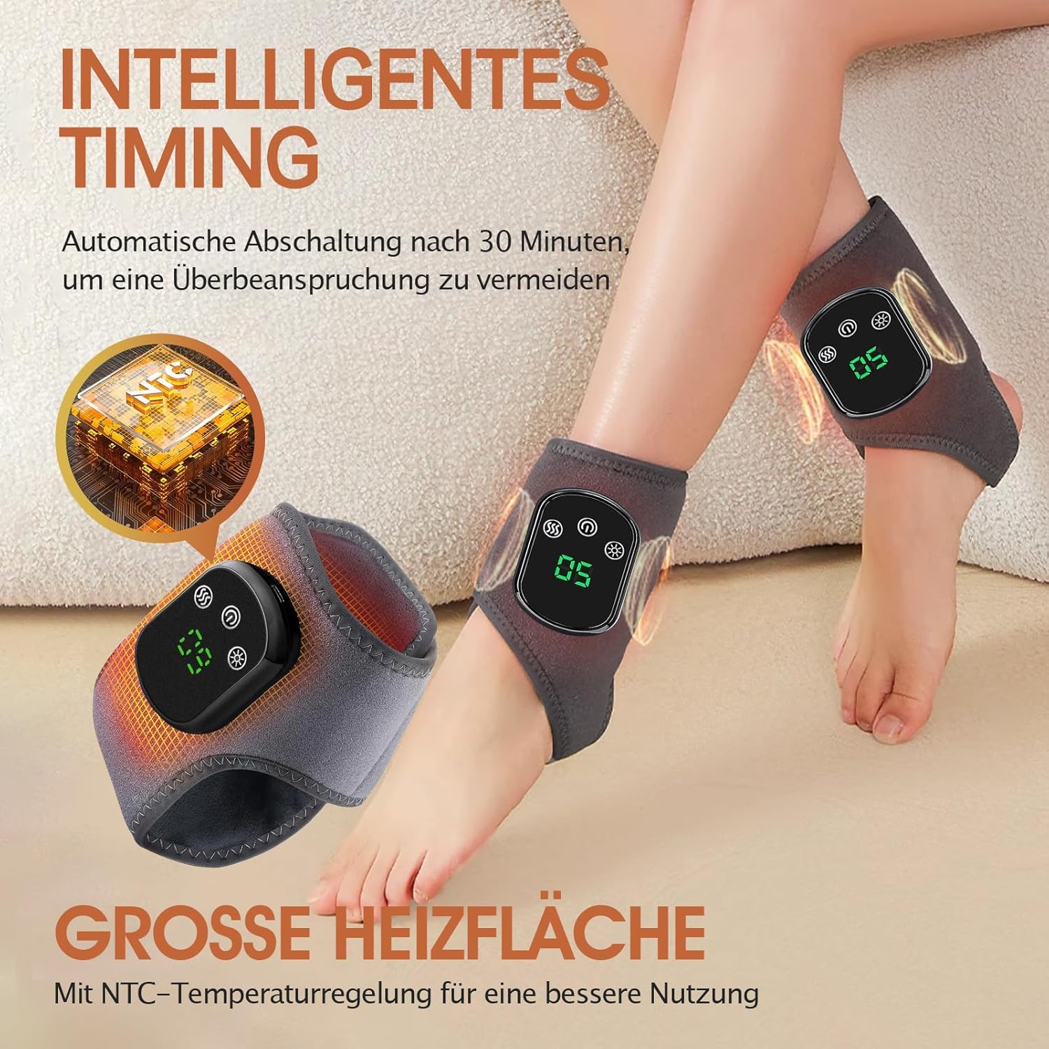 2er-Pack tragbares kabelloses 3-in-1-Fußmassagegerät – für Füße und Knöchel, mit Wärme und Vibration, Geschenk für Männer und Frauen – Bild 4