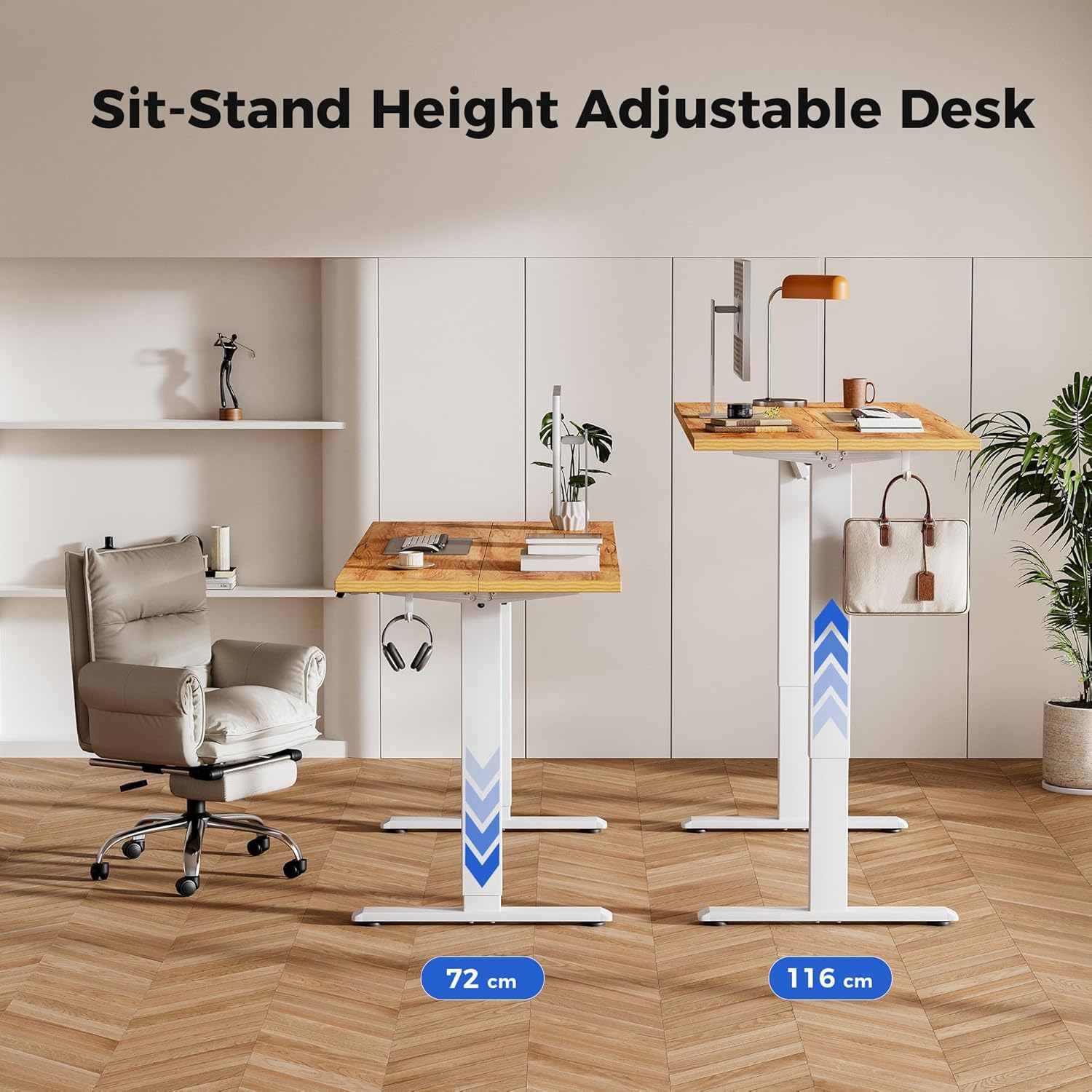 Agilestic höhenverstellbarer Schreibtisch 120 x 60 cm, robuster Schreibtisch, höhenverstellbar, elektrisch mit Memory-Handsteuerung, ergonomischer Stehsitztisch, Computertisch, hellbraun – Bild 3