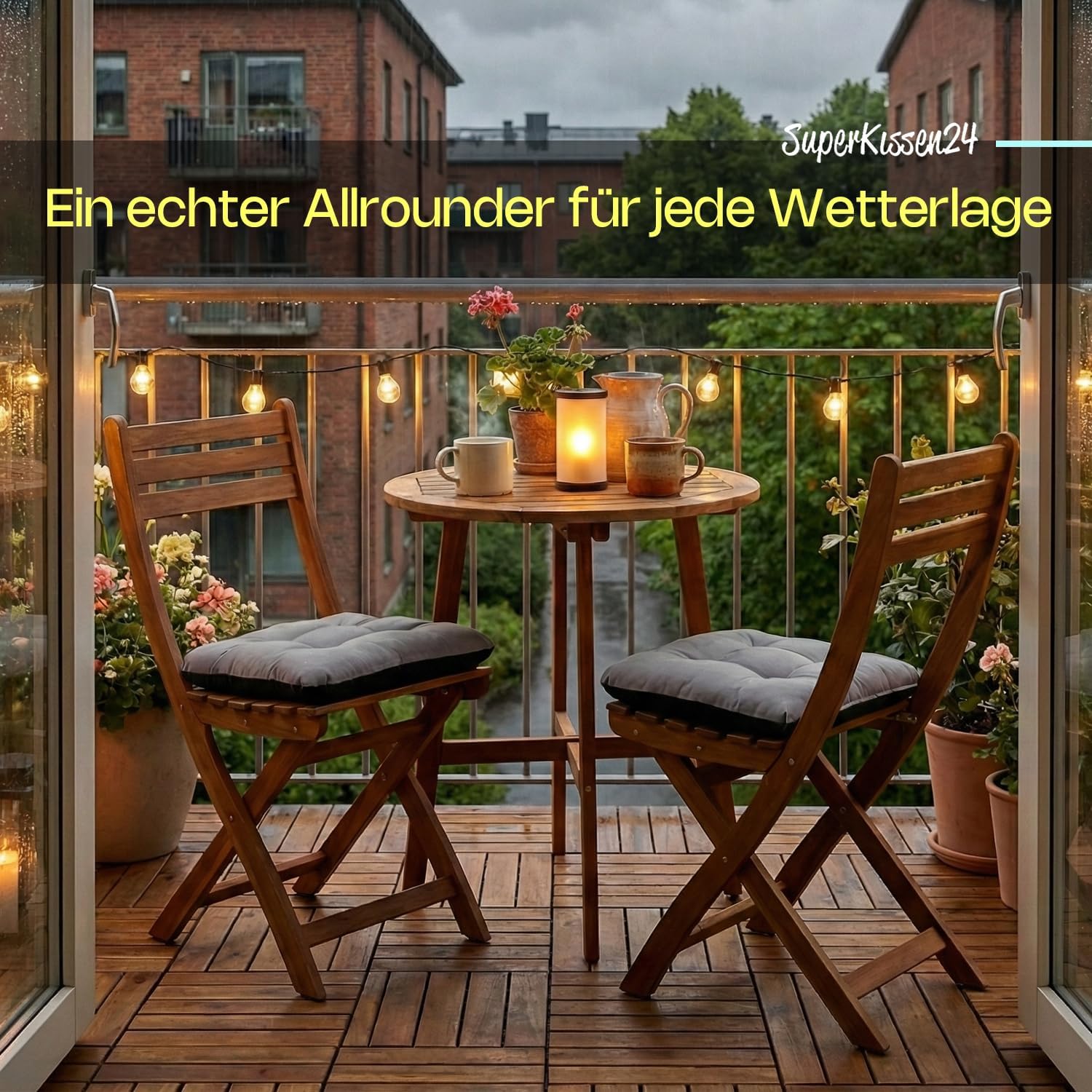 Superkissen24 Stuhlkissen-Set, 45 x 45 cm, für den Außen- und Innenbereich – Bild 7