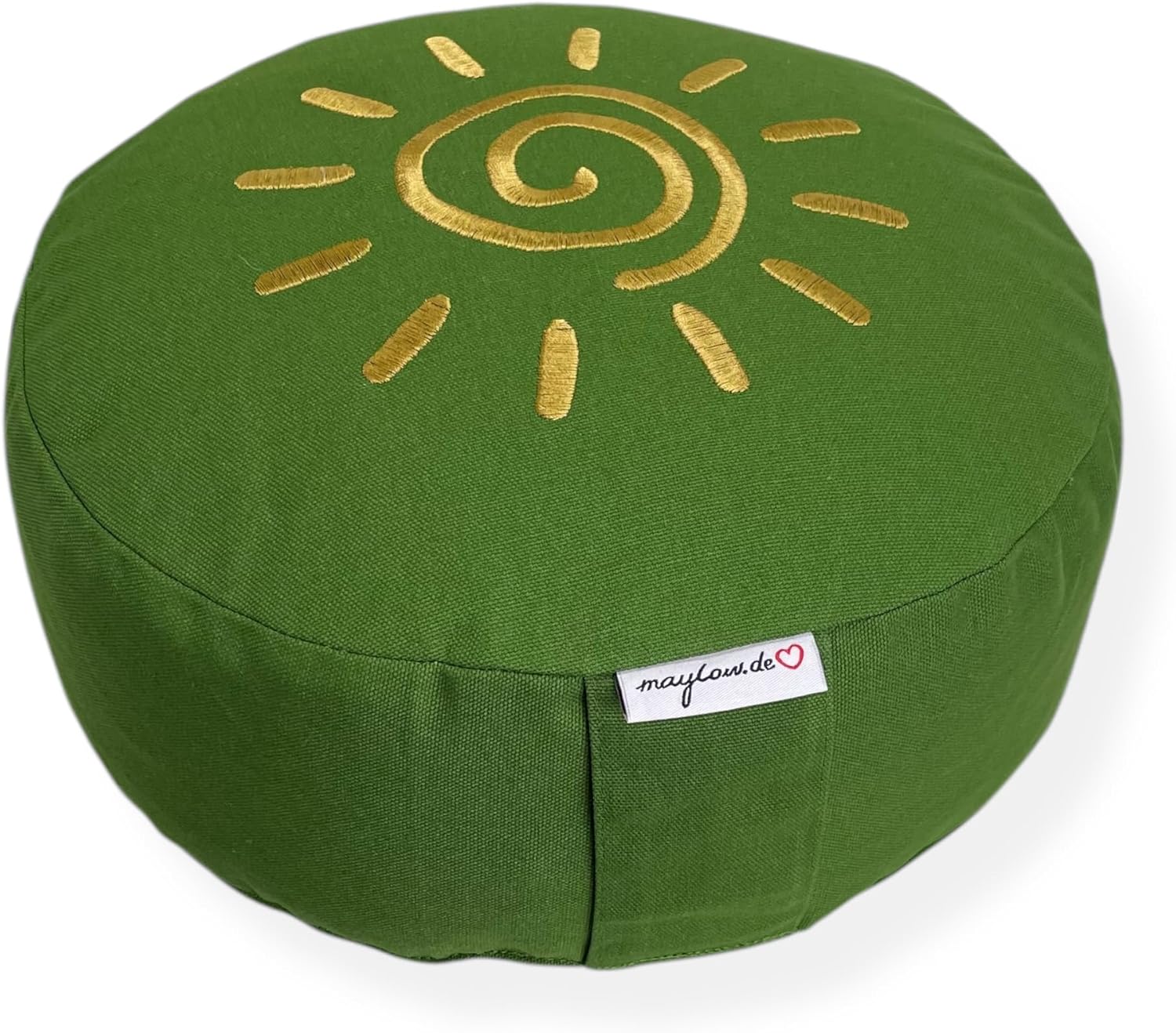Yoga-Kissen, H 15 cm, Stickerei, Shanti-Sonne oder Labyrinth, waschbarer Bezug, gefüllt mit Buchweizenschalen, bequem, hochwertig, personalisierbar nach Wunsch