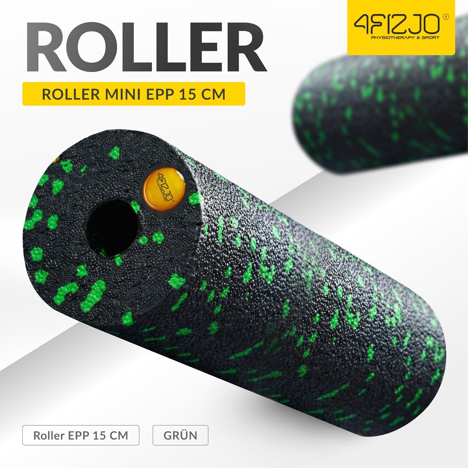 4FIZJO Faszienroller Schaumstoff, Durchmesser 5,5 cm, Länge 15 cm, Massagerolle, Rückenrolle, Fitnessrolle, leicht, hart, Schaumstoffrolle, Faszientraining, Massagetraining, Schwarz/Grün – Bild 10
