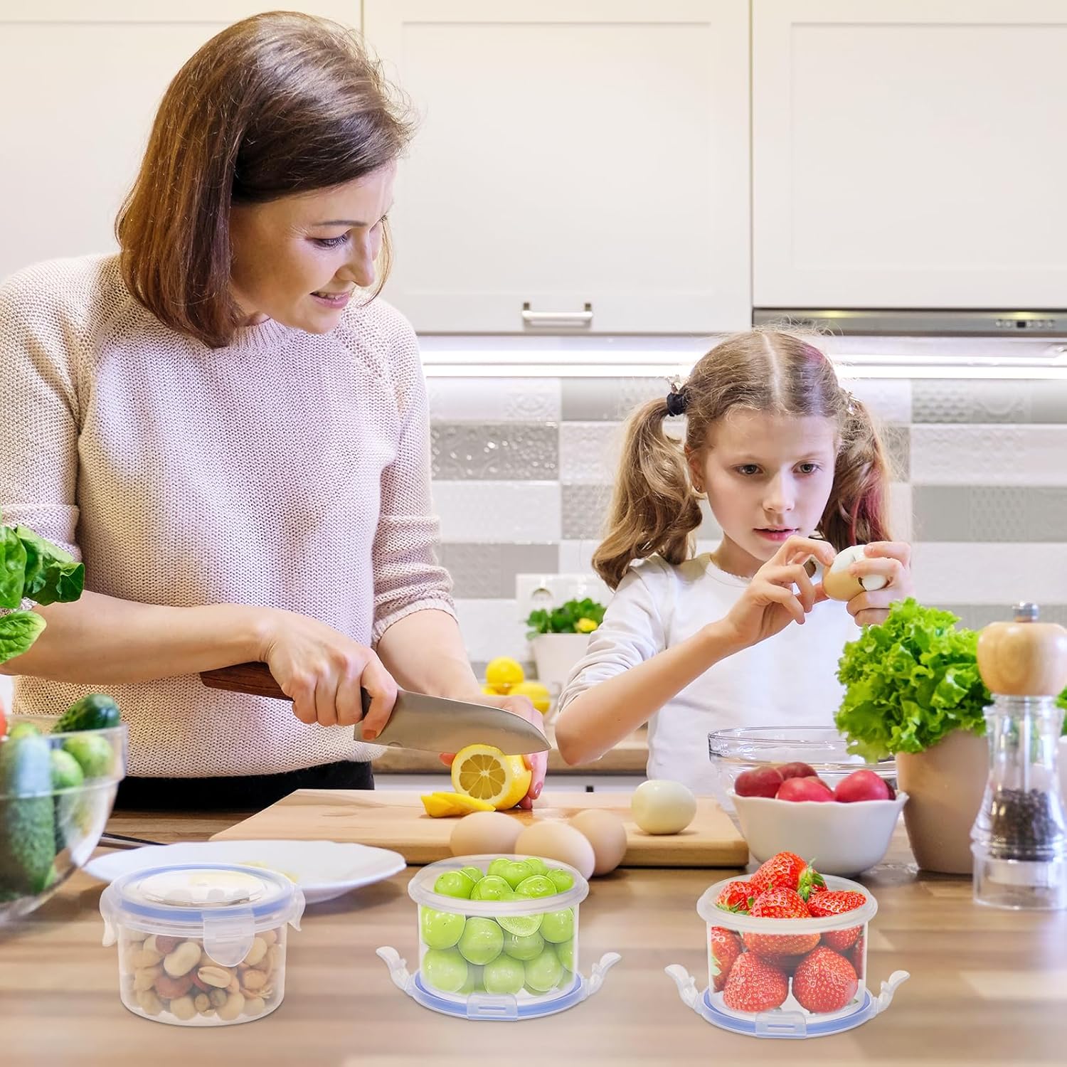 Kssvzz 6 Stück 300 ml Frischhaltedosen mit Deckel, rund, luftdicht, Kunststoffschüssel, auslaufsicher, Meal-Prep-Boxen, stapelbar und langlebig, Gefrierbehälter, klein, BPA-frei – Bild 7