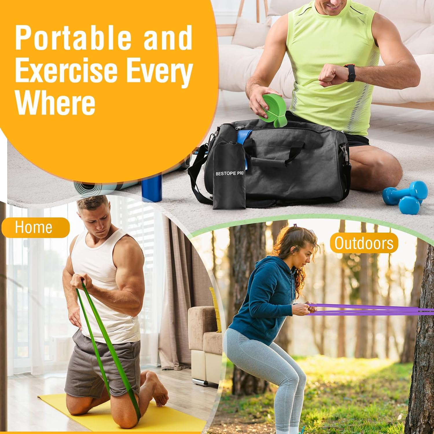 BESTOPE PRO Widerstandsband, Widerstandsbänder-Set für Krafttraining, Klimmzug-Training, Fitnessbänder für Klimmzug, Stretching, Yoga, Krafttraining, Pilates, Crossfit, Männer und Frauen – Bild 5