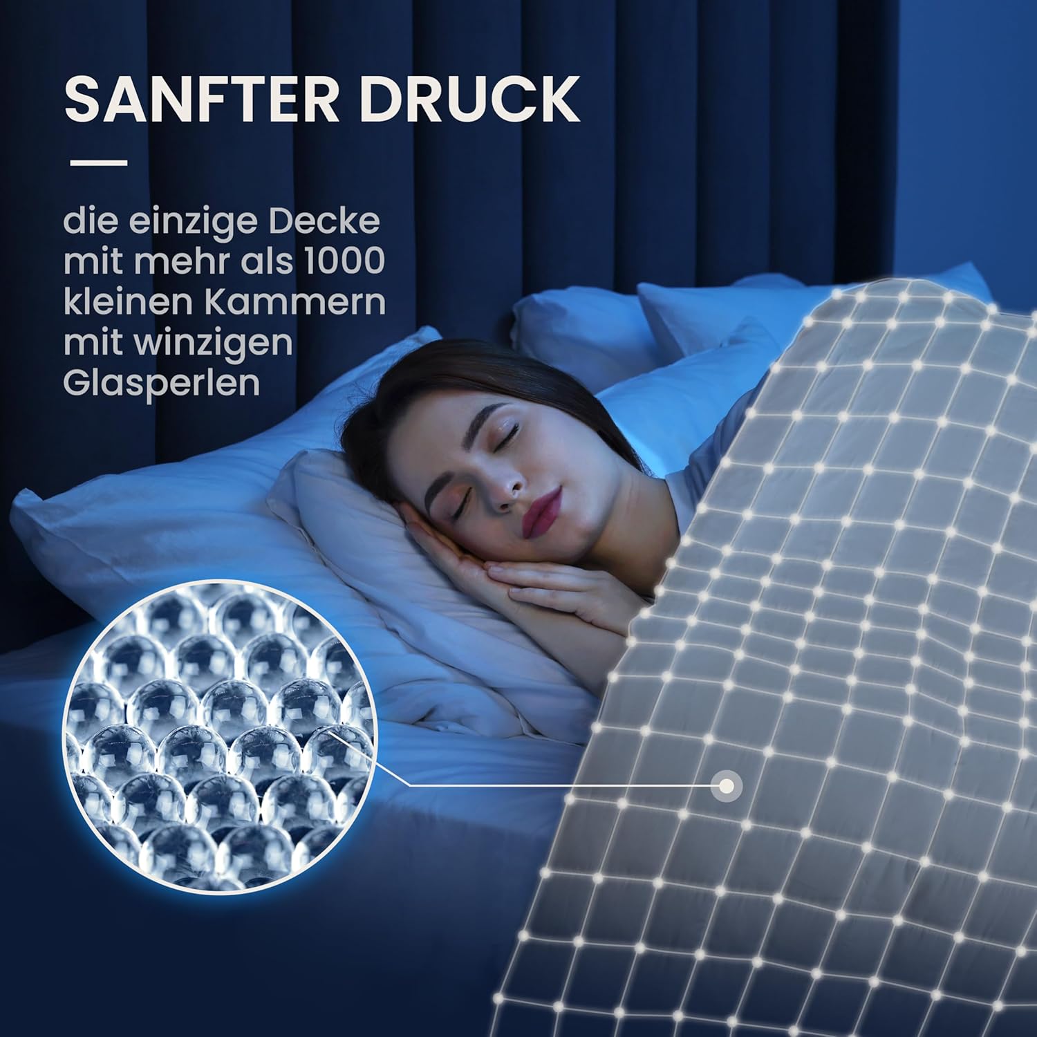 Gewichtsdecke 135 x 200 cm, 5 kg Therapiedecke aus 100 % Baumwolle, schwere Decke zum Schlafen, stressreduzierend und therapeutisch – Bild 5