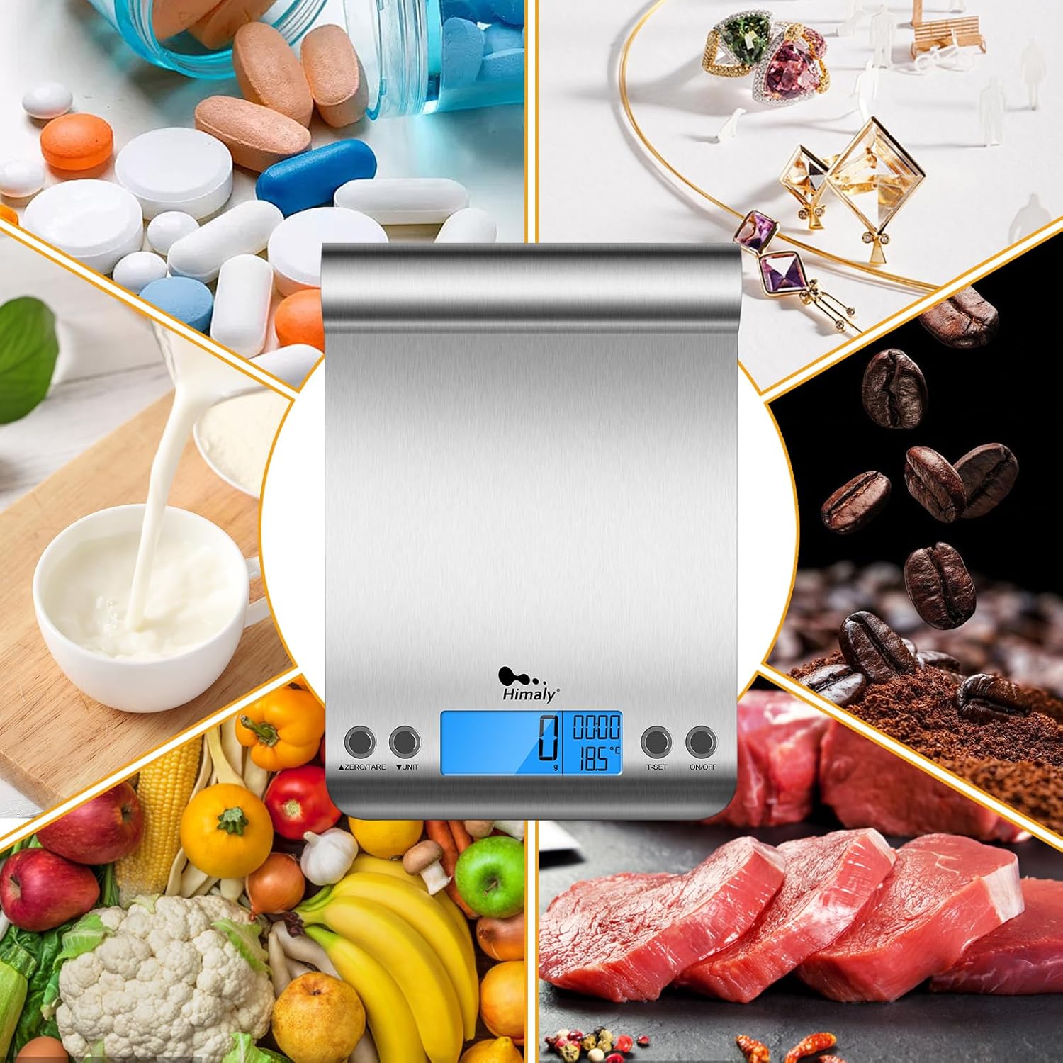 Uten Digitale Küchenwaage, weiße Buchstabenwaage mit Tara-Funktion, großes LCD-Display, automatische Abschaltung, elektronische Waage für Lebensmittel/Backen/Kochen (8 kg in 1 g), weiß – Bild 9