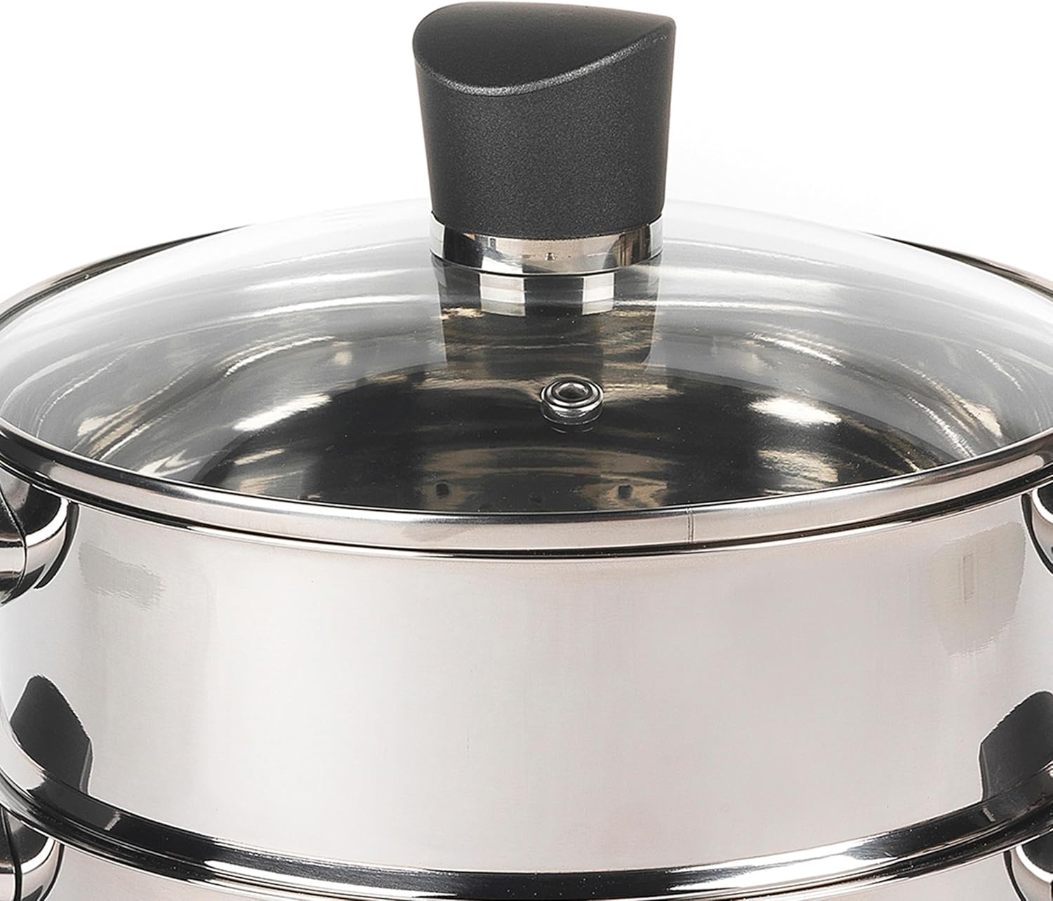 Russell Hobbs RH01170EU Excellence 3-teiliger stapelbarer Dampfgarer – 18 cm Dampfgarer-Set, Glasdeckel, kompakte Induktionspfannen, ideal für die Zubereitung von Eiern, Fleisch, Chargenkochen, Edelstahl – Bild 8