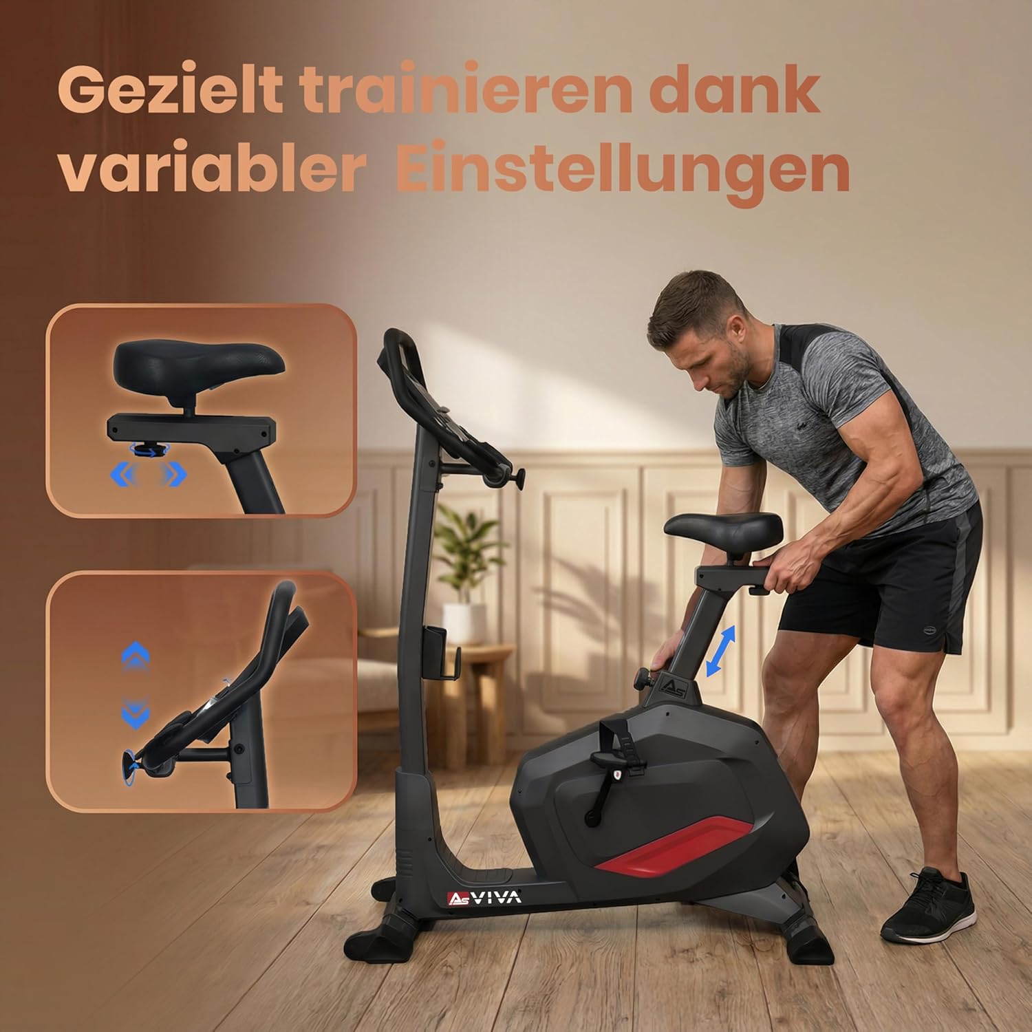 AsVIVA H22 Heimtrainer-Ergometer – Indoor-Bike mit 12 kg Schwungmasse, Bluetooth & App-Steuerung, Pulsmessung, leiser Riemenantrieb, Fitnessgerät für Cardio- & Ausdauertraining zu Hause – Bild 8