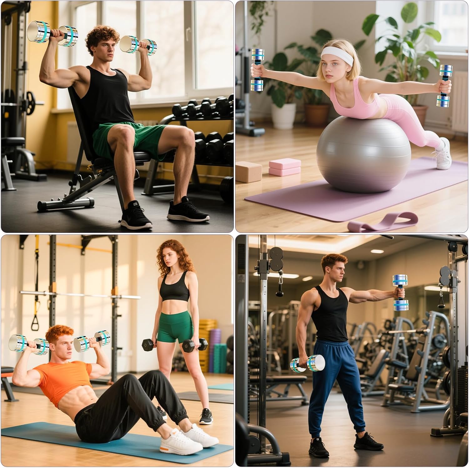 Stahlhanteln – Hantel-Set mit 2 ultrakompakten verstellbaren Hanteln 5 kg 10 kg mit Schaumstoffgriff – Fitness-Hanteln für Zuhause – Bild 7