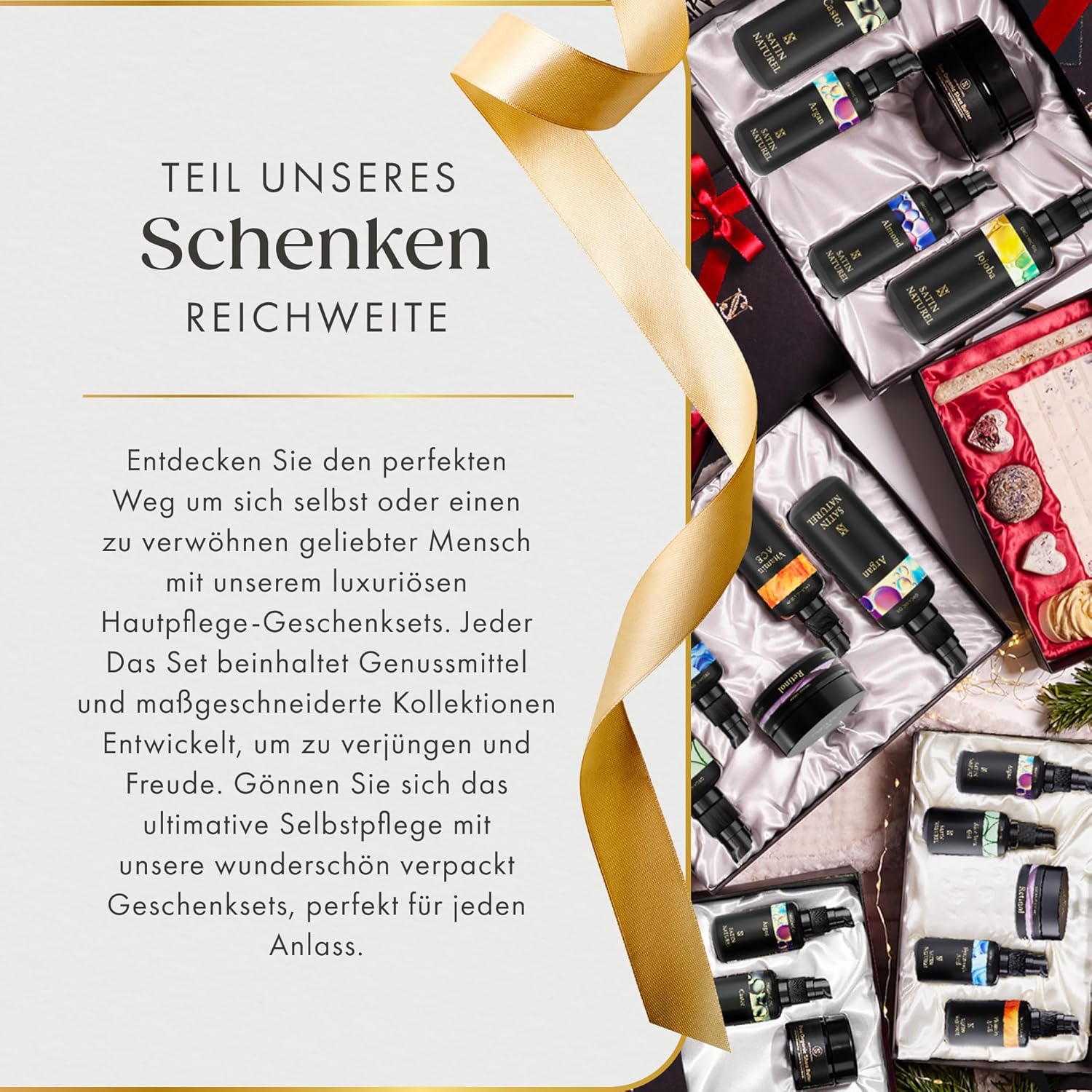 Satin Naturel Luxus-Geschenke für Frauen – 3 x 30 ml Serum-Set mit Retinol, Hyaluron und Vitamin C – vegane Gesichtspflege in luxuriöser Geschenkbox – Beauty-Hautpflege-Set für Geburtstag und besondere Anlässe – Bild 9