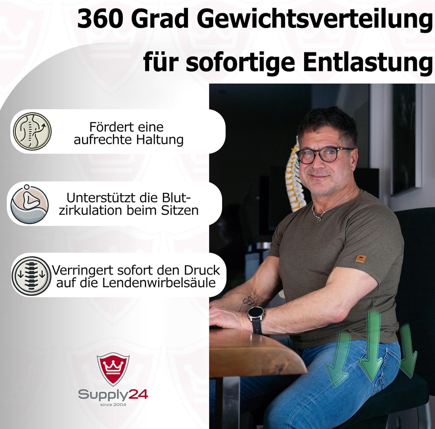 Orthopädisches Gelschaum-Sitzkissen gegen Dekubitus, 45 x 43 x 7 cm – hergestellt in Europa | Ergonomisch und druckentlastend | Hochwertiger RG60 Gelschaum | – Bild 6