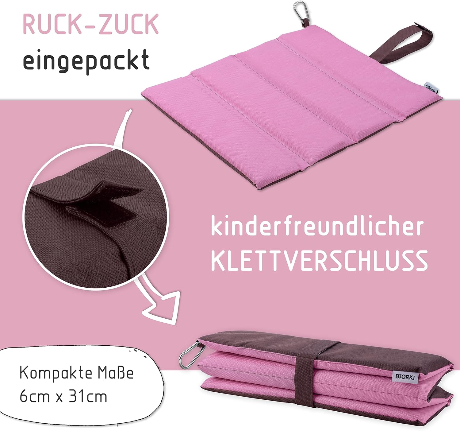 BJORKI® Kinder-Sitzkissen, faltbares Outdoor-Sitzkissen mit optimalem Kälte- und Nässeschutz, robuste Outdoor-Sitzauflage, das Thermo-Sitzkissen für Wandern, Stadion und unterwegs – Bild 3