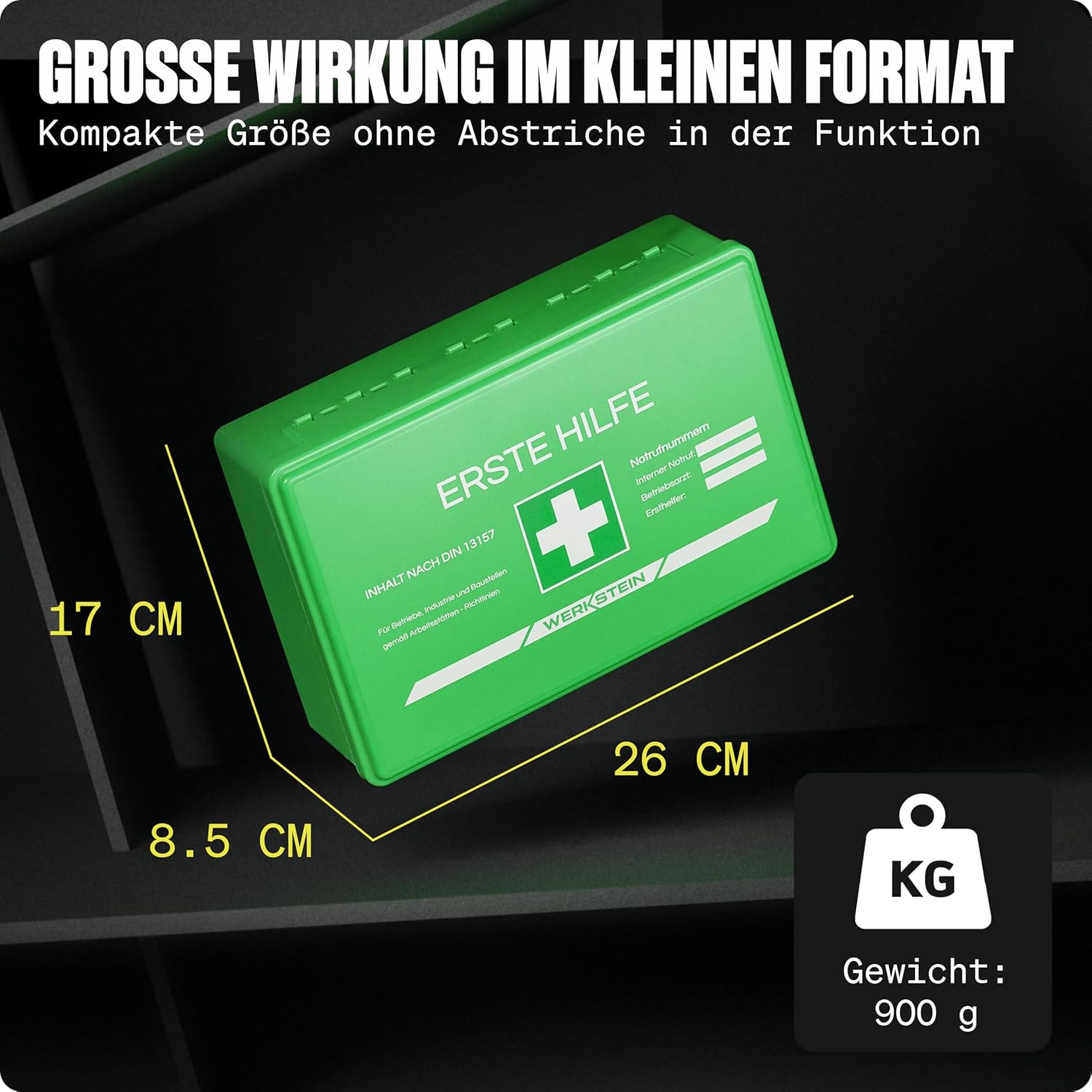 Erste-Hilfe-Kasten klein mit Inhalt nach DIN 13157 I Erste-Hilfe-Set-Bedienung inkl. praktischer Wandhalterung & 5 x Aufkleber I Erste-Hilfe-Set DIN 13157 für Betriebe, Einrichtungen und Zuhause – Bild 6