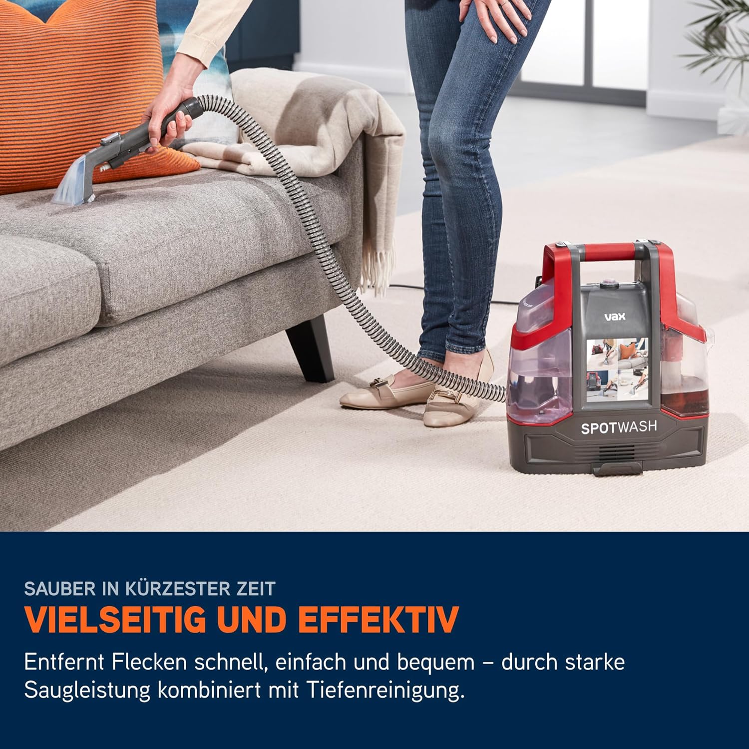 Vax SpotWash Fleckenreiniger – Teppich- und Polsterreinigungsgerät mit starker Saugkraft, schnell trocknend, ideal für die tägliche Tiefenreinigung von Treppen, Sofas, Autos und Hartböden – Bild 3