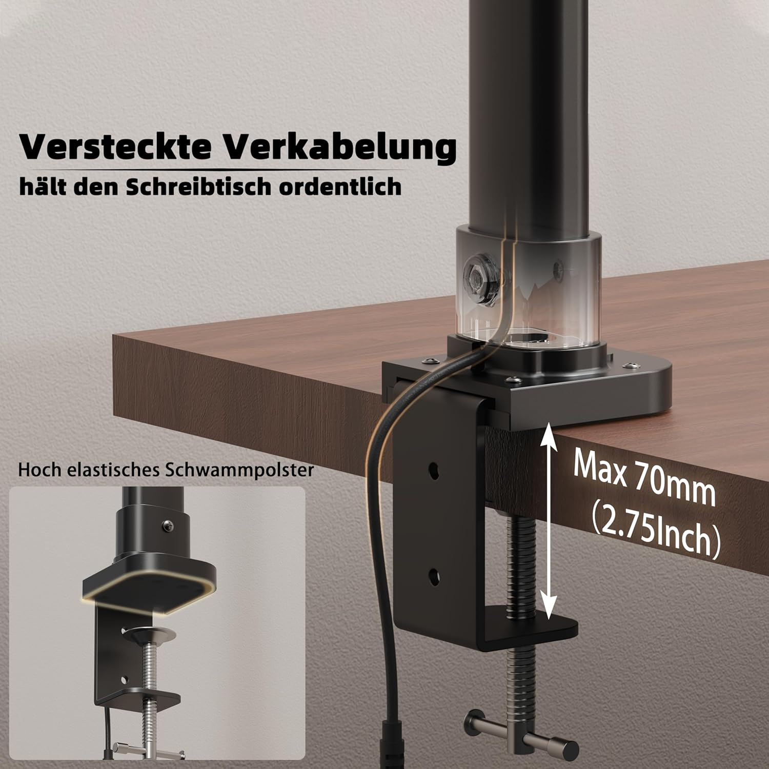Doppelkopf-Schreibtischlampe LED dimmbar, 24 W 80 cm Schreibtischlampe, klemmbares Heimbüro, Tageslichtlampe Schreibtischlampe, Schwanenhals-Bürotischlampe schwarz, Augenschutz-Monitorlampe – 5 Farbmodi – Bild 4