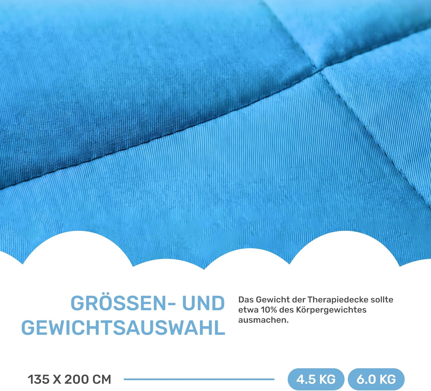 Dailydream Therapie-Gewichtsdecke, 135 x 200 cm, 9,5 kg, blau, 100 % Baumwolle mit Glasperlenfüllung, schwere Decke zum Schlafen, Gewichtsdecke, Therapiedecke, Körpergewicht über 52 kg – Bild 6