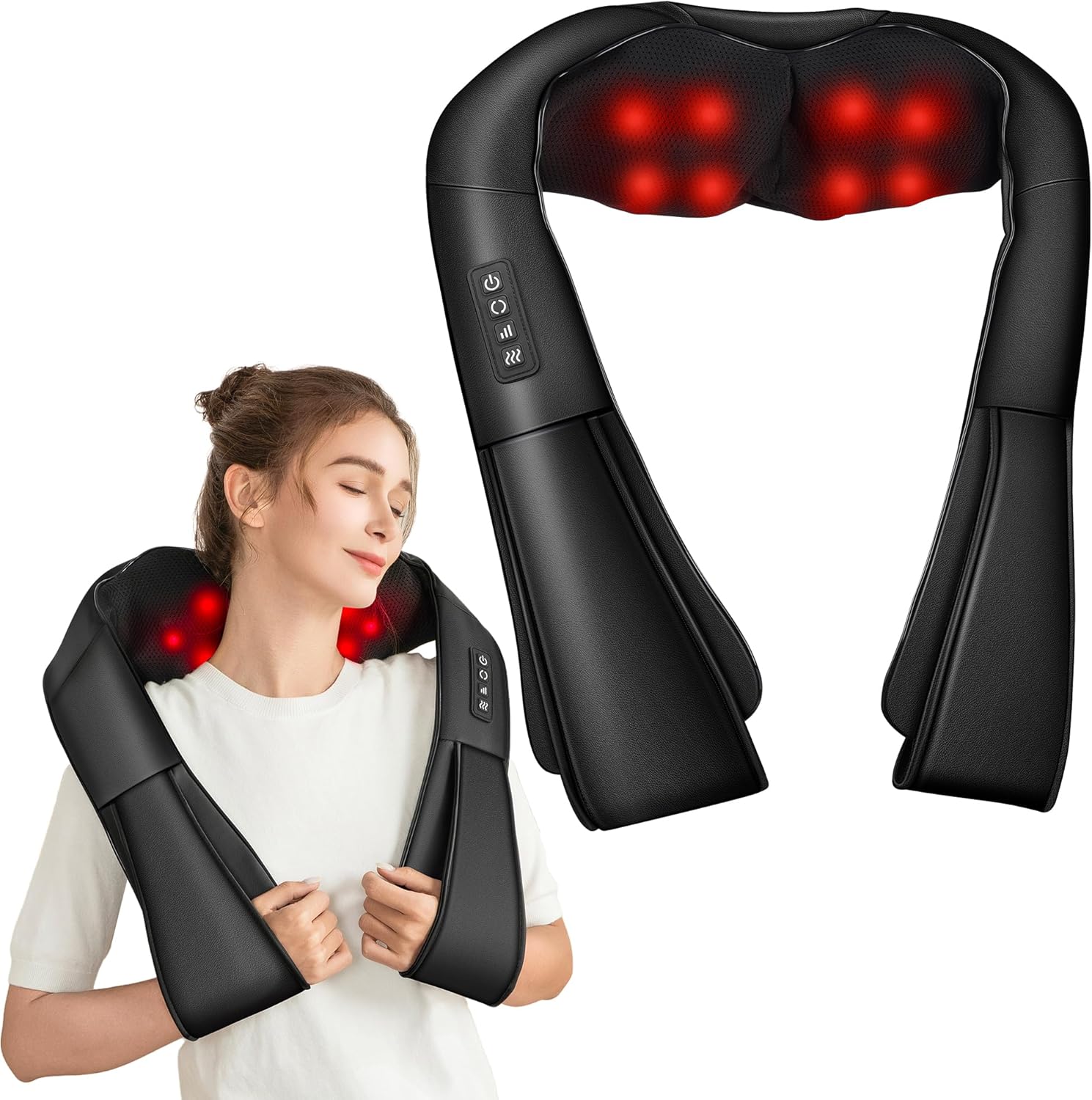 Brelley Massagegerät, Nackenmassagegerät mit Wärme, 3D-Massage, Rückenmassagegerät, Shiatsu-Massage für Nacken, Rücken, Beine, Geschenke für Frauen, Männer