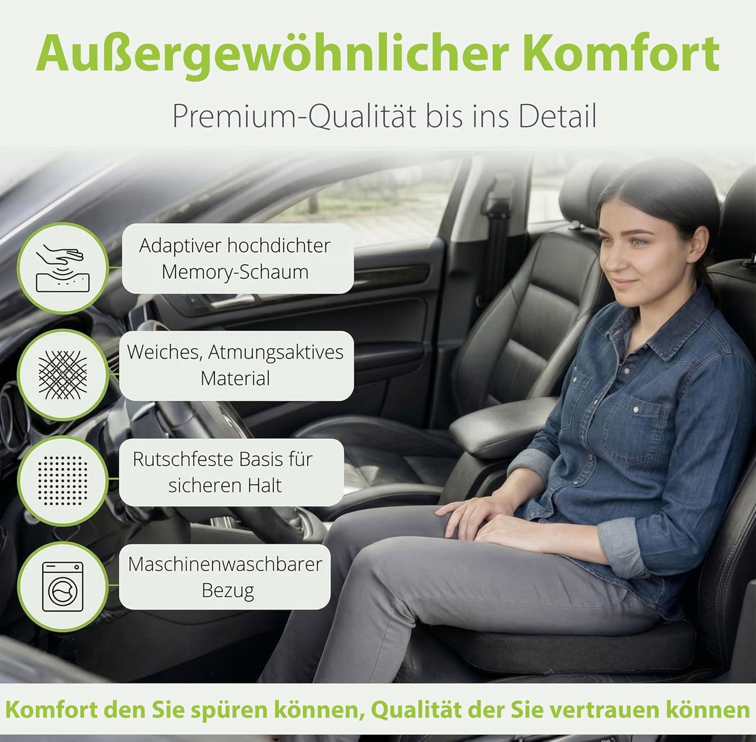 Feela. Orthopädisches Autositzkissen (3 Härtegrade) Testsieger – Keilkissen für Autos – Besserer Sitzkomfort und Entlastung des Steißbeins – Autositzerhöhung, Fahrersitzkissen (weich) – Bild 5