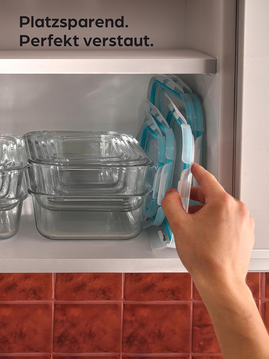 Praknu Glasbehälter mit Deckel – 4 x 500 ml Frischhaltedosen – extra dickes Glas – luftdicht und stapelbar – spülmaschinenfest – gefrier- und mikrowellenfest – Bild 7