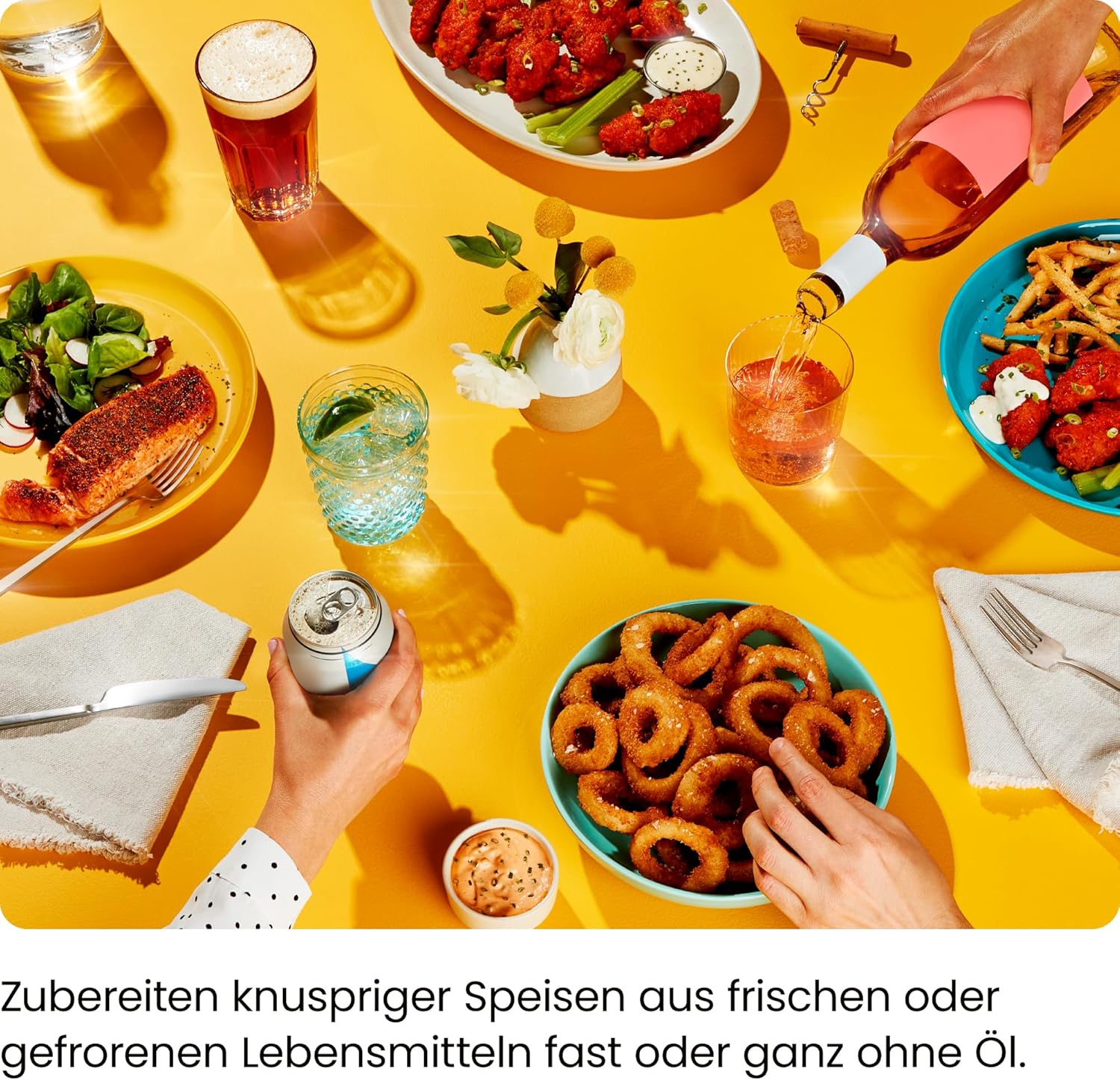 CHEFMAN 5,6-Liter-Doppelkorb-Heißluftfritteuse mit Sichtfenster, Sync-Finish, Hi-Fry, automatische Abschaltung, spülmaschinenfest, 2100 W, digital, Schwarz – Bild 3