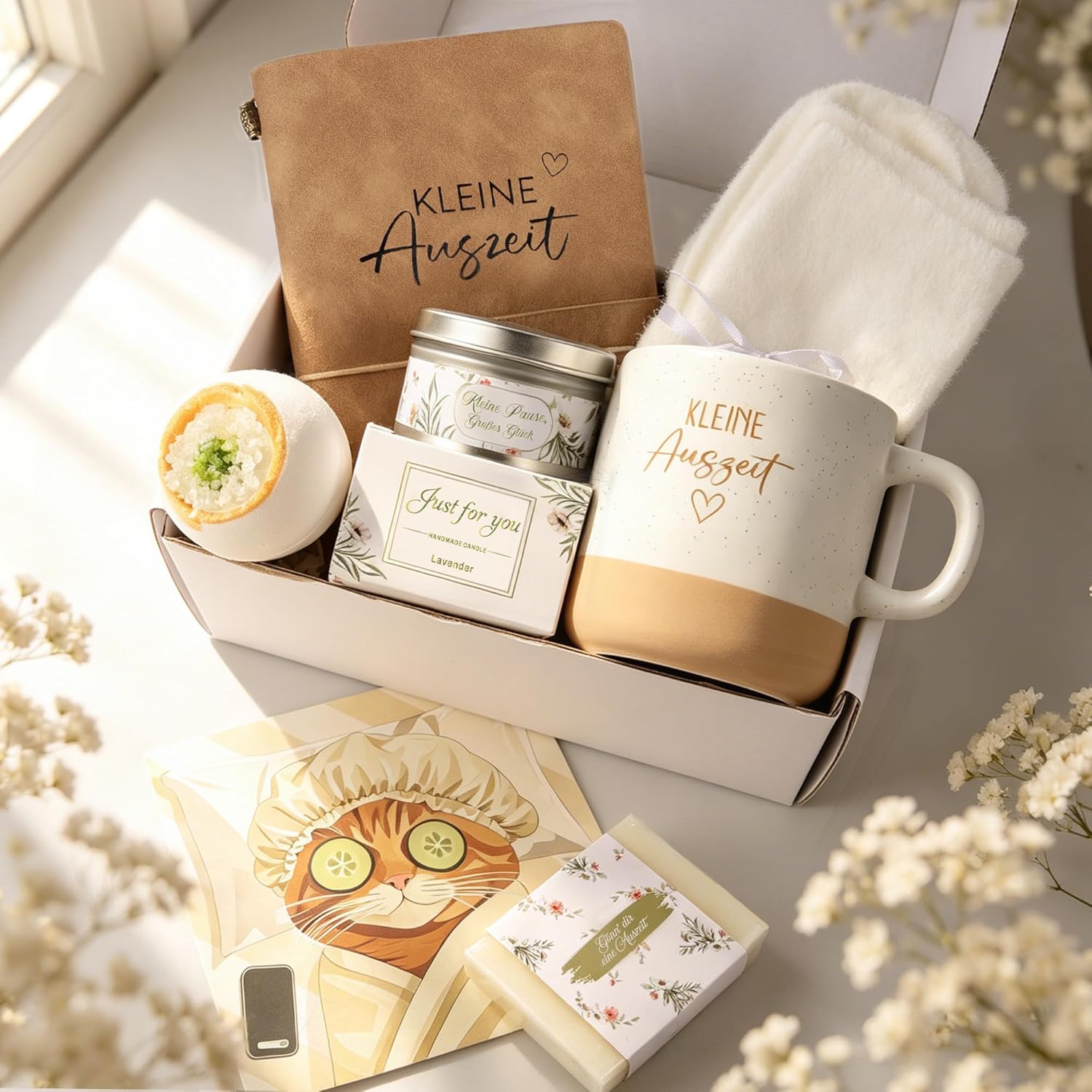 Giftota - Geschenke für Frauen - 7tlg Wellness Set Kleine Auszeit, Entspannungsgeschenk als Dankeschön, Geburtstagsgeschenk, Gute Besserung & Abschiedsgeschenk für Mama, Freundin, Kollegin, Lehrerin – Bild 8