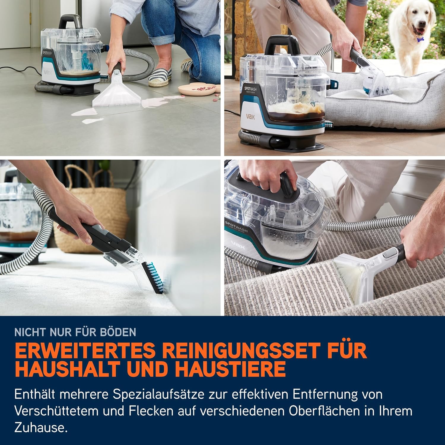 Vax SpotWash Home Pet Design Fleckenentferner für Teppiche und Polster mit SpinScrub-Technologie, leistungsstarke Haustierpflege, schnelles Trocknen und Tiefenwirksamkeit – Bild 5