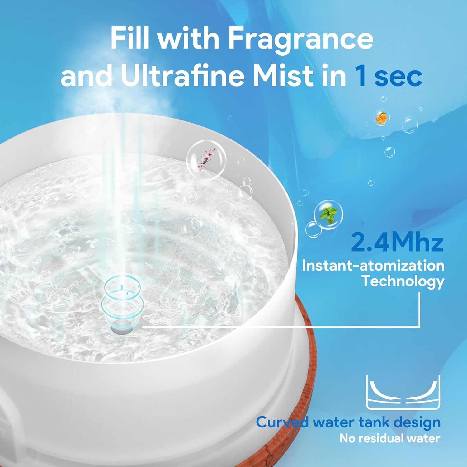 ASAKUKI 500 ml Aromadiffusor, Ultraschall-Aromatherapie-Diffusor für ätherische Öle, Luftbefeuchter mit Timer, automatische Abschaltung bei wasserlosem Zustand und 7 Arten von LED-Lichtfarben – Bild 4