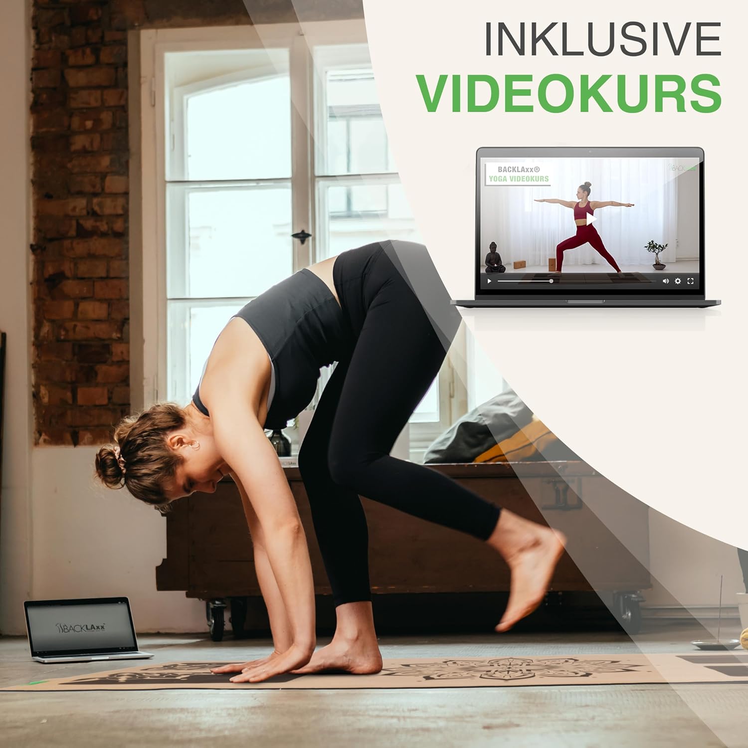 BACKLAXX ® Yogamatte Kork XXL (+50 % mehr Oberfläche) mit Naturkautschuk – Yogamatte nachhaltig, schadstofffrei, Yogamatte rutschfeste Fitnessmatte mit Anti-Rutsch-Zonen inkl. – Bild 7
