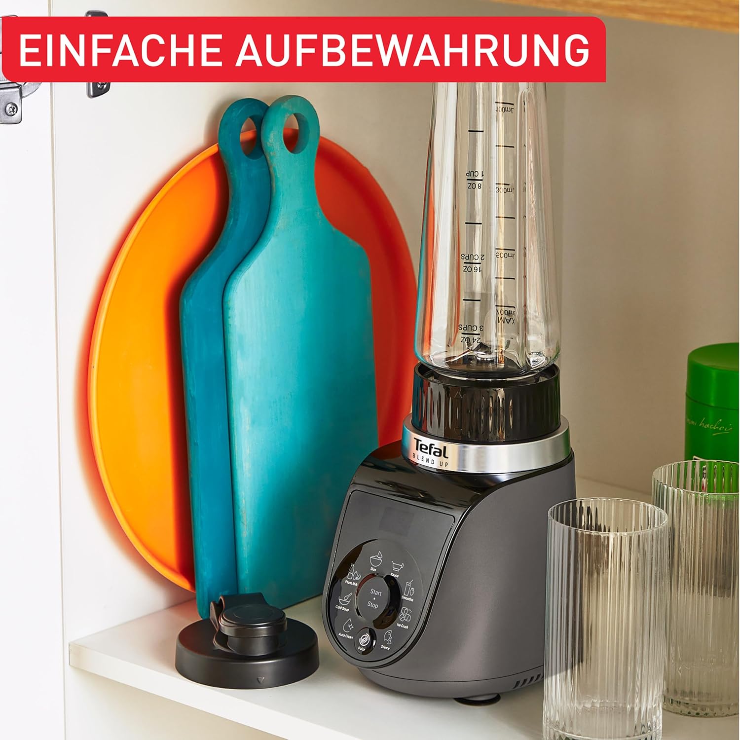 Tefal Blend Up BL19JEF0 1000 W, 8 automatische Programme, Powelix-Klingen, automatischer Reinigungsmodus, kompakt, leicht, geräuschloser Modus, inklusive Flaschen für unterwegs (400/700 ml), Grau – Bild 5