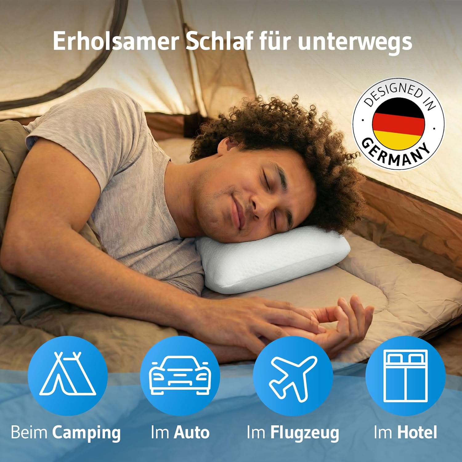 Third of Life Reisekissen aus Memory Foam, kleines Kissen für Flugzeug, Auto, Camping, ergonomisches Nackenkissen, Legar mit Tasche, Reisekissen für Allergiker geeignet, Reisekissen 25 x 30 x – Bild 2