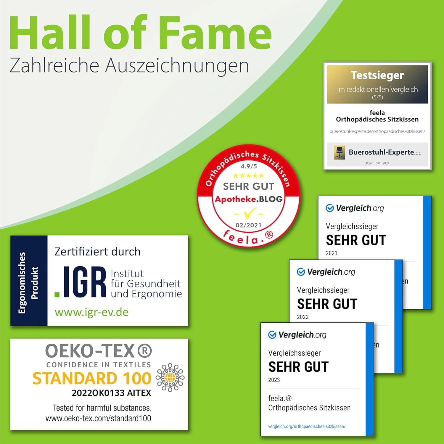 Feela.® Orthopädisches Sitzkissen, 3 Härtegrade, ergonomisches Sitzkissen für Bürostuhl etc., lindert Schmerzen, erhöht den Sitzkomfort, fördert die Durchblutung und entlastet das Steißbein, mittel – Bild 6