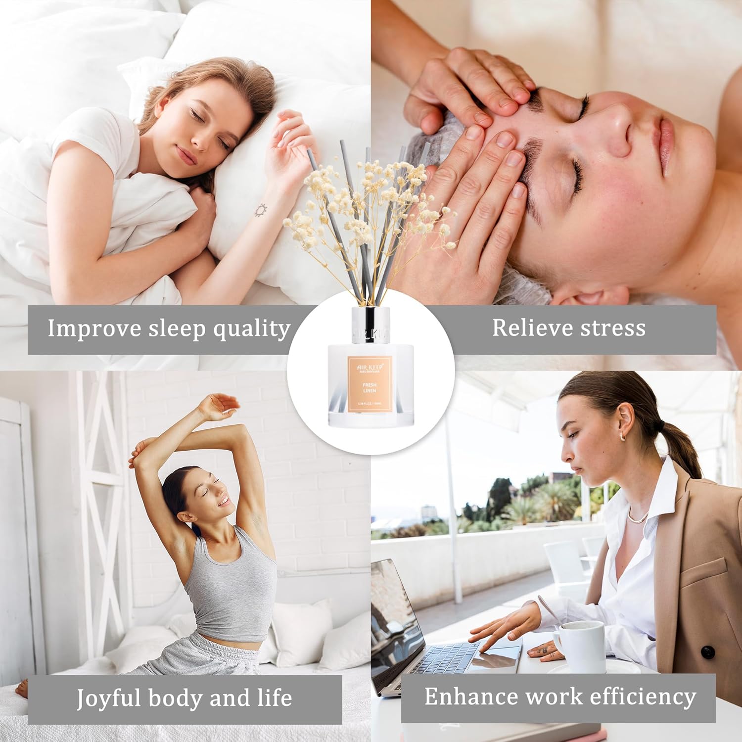 Airkeep Raumduft Coconut Vanilla – Schilfrohr-Diffusor mit 8 Duftstäbchen, langanhaltender Lufterfrischer für Badezimmer, Schlafzimmer & Wohnzimmer, stilvolle Heimdekoration, 100 ml – Bild 7