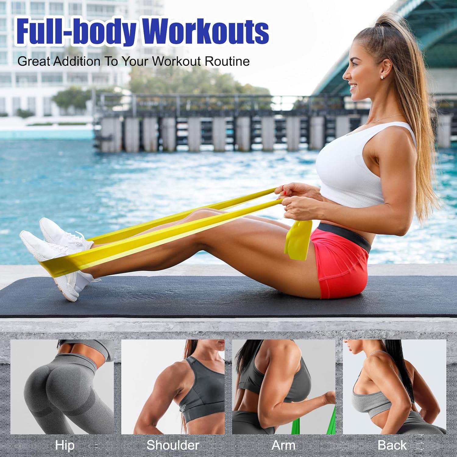 Latex-Gymnastikband, elastisches Fitnessbänder-Set für Workouts, Pilates, Yoga, Physiotherapie und Reha, Widerstandsbänder-Set für Sport, elastisches Band, Fitnessbänder für Training, 1,8 m lang – Bild 6