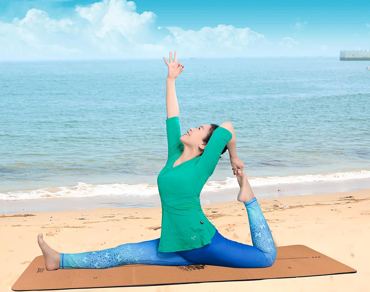 EKE faltbare Yogamatte, faltbar, für Reisen, leicht und tragbar, ideal für Yoga, Pilates, Fitness, Sport, Training, inklusive Tragetasche aus Segeltuch – Bild 5