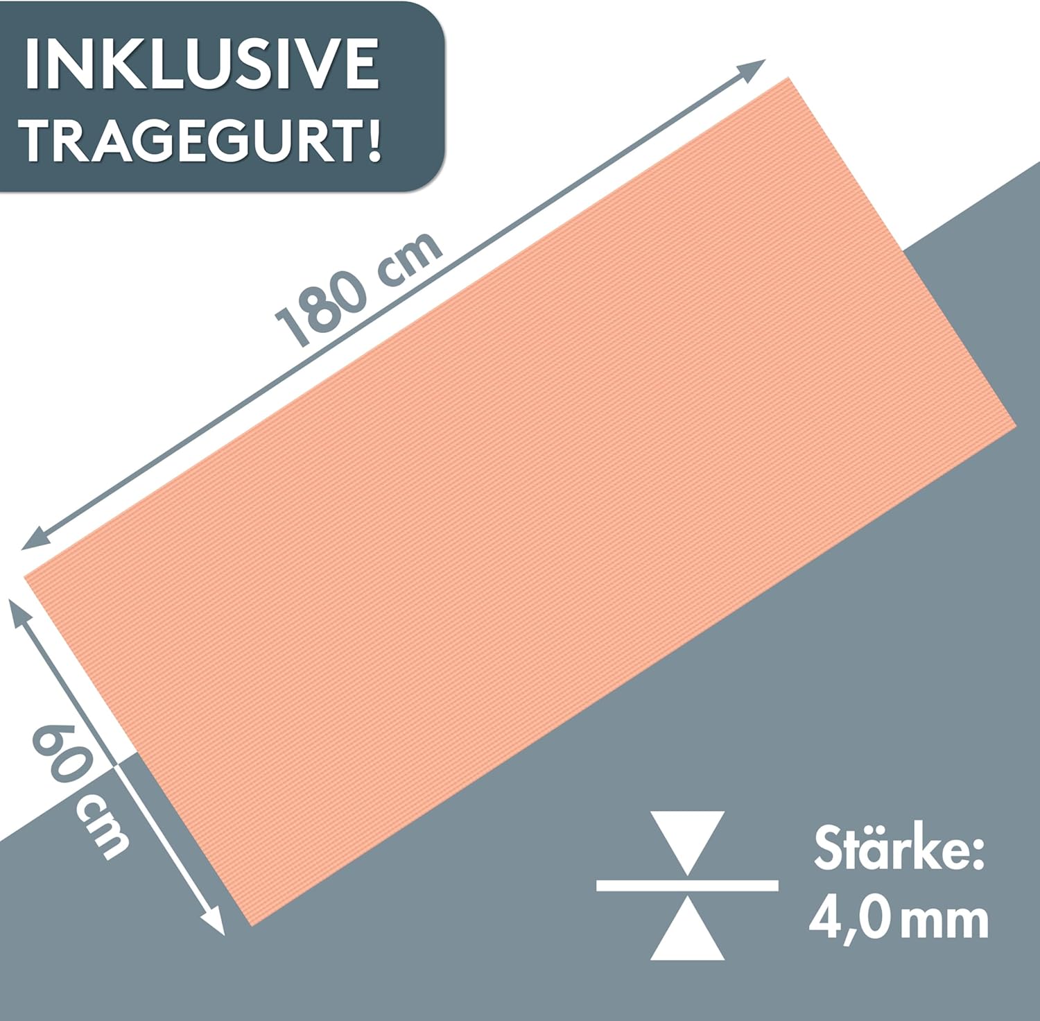 LILENO SPORTS Yogamatte (180x60cm) inkl. Tragegurt - Sport- und Yogamatte extra rutschfest in 4 mm Dicke - Gymnastikmatte und Fitnessmatte für Workout und Yoga - Sportmatte für Zuhause – Bild 4