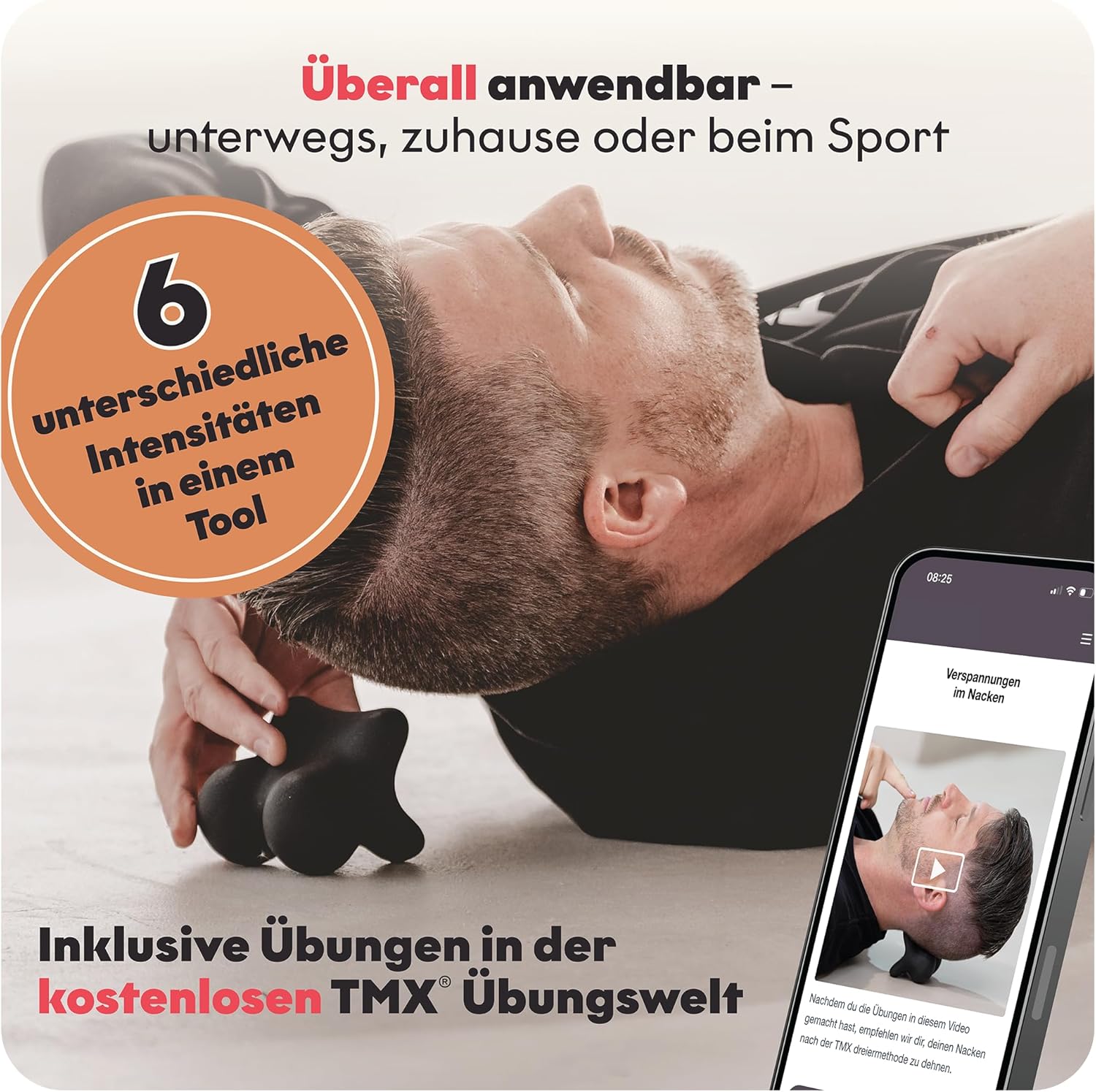 TMX Dura Neck Trigger, effektives Trainingsgerät bei Migräne, Nackenschmerzen und Verspannungen, Triggerpunktschieber, lindert Kopfschmerzen, Tinnitus und Schwindel, hergestellt in Deutschland – Bild 6