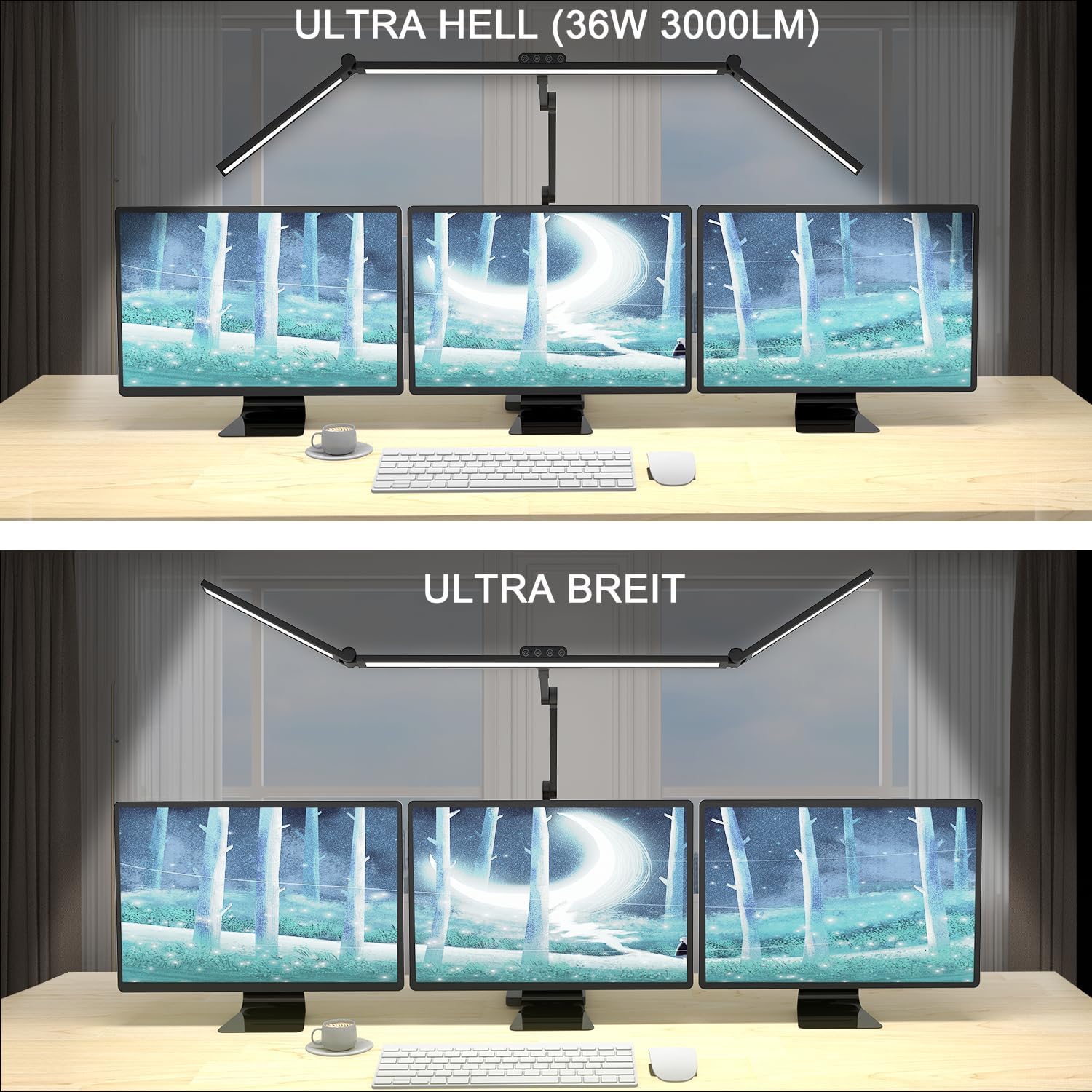 EPABINA Die 36W 3000 Lumen Schreibtischlampe mit Sockel, LED Dimmbar Tageslichtlampe, Drehbare Tischlampe, 120cm Monitor Lampe mit Automatischer Beleuchtung für Zeichnen – Bild 2