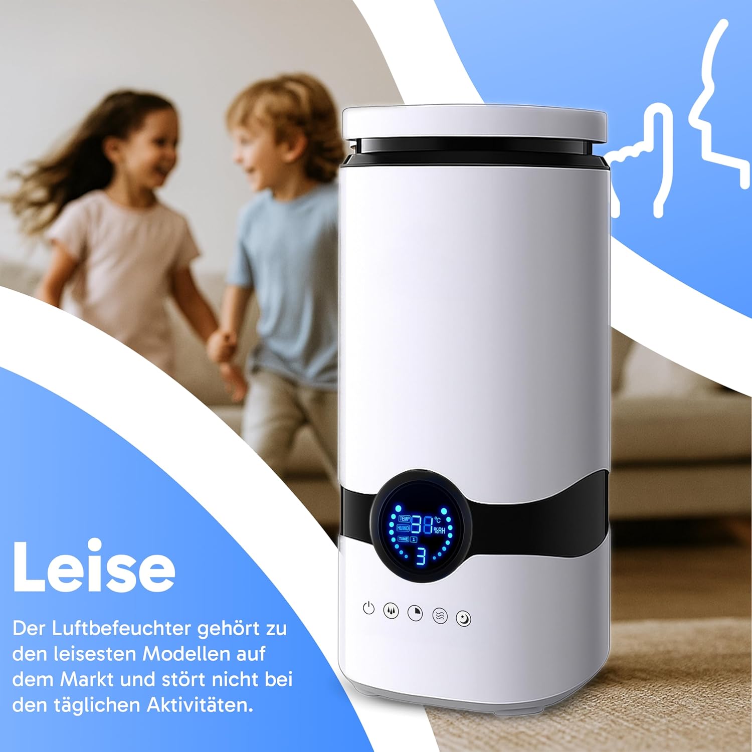 Retoo Luftbefeuchter 4L mit Fernbedienung, 360°-Düse, Timer, Ultraschall-Raumbefeuchter, leise unter 30 dB, Aromadiffusor für Schlafzimmer, Kinderzimmer, Pflanzen und Büro, mit Hygrometer – Bild 7