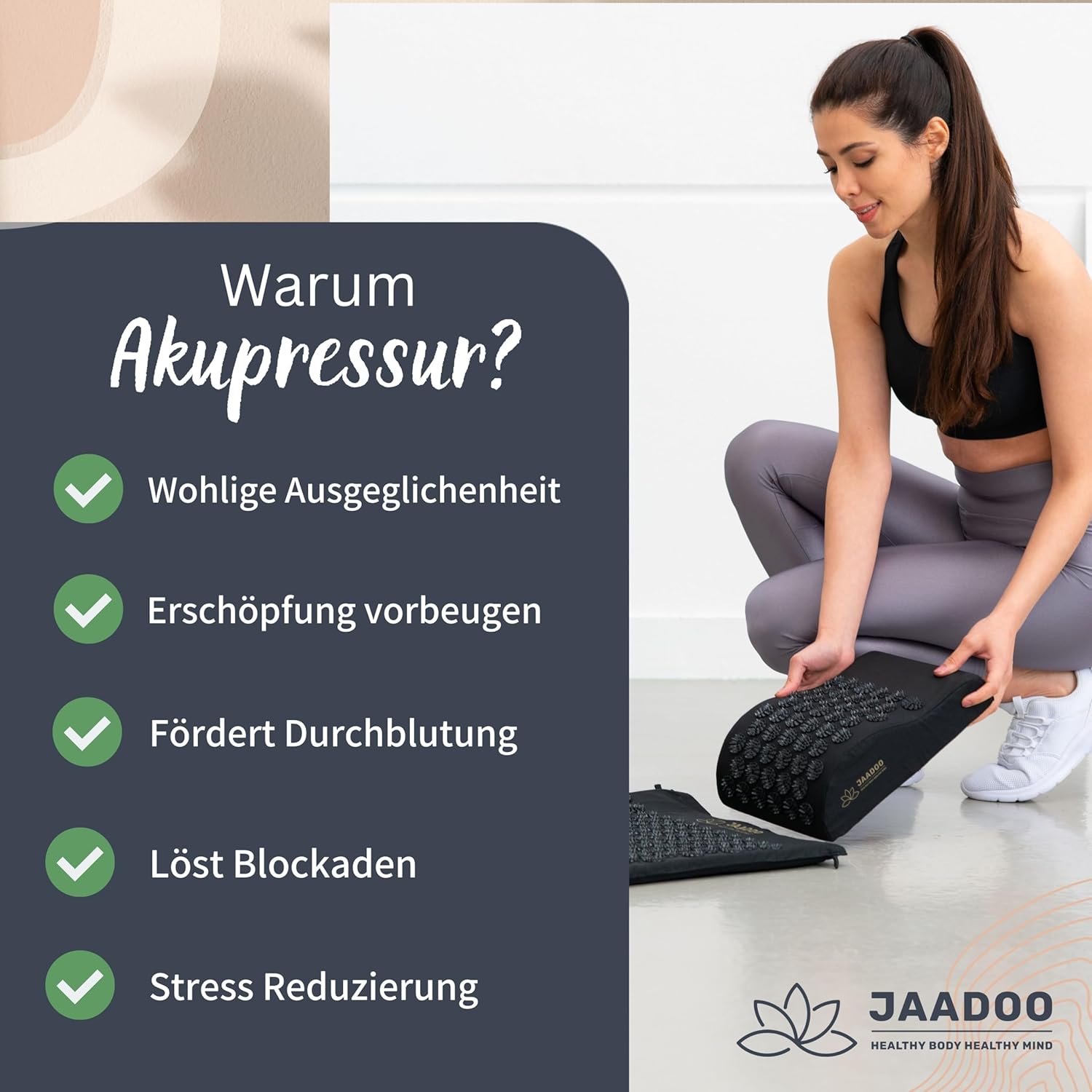 Akupressurmatte mit Kissen – perfekt für Anfänger (Memory-Schaum passt sich an) – Entspannung pur – Bezug aus 100 % Baumwolle – Akupressurmatte blau – Bild 3