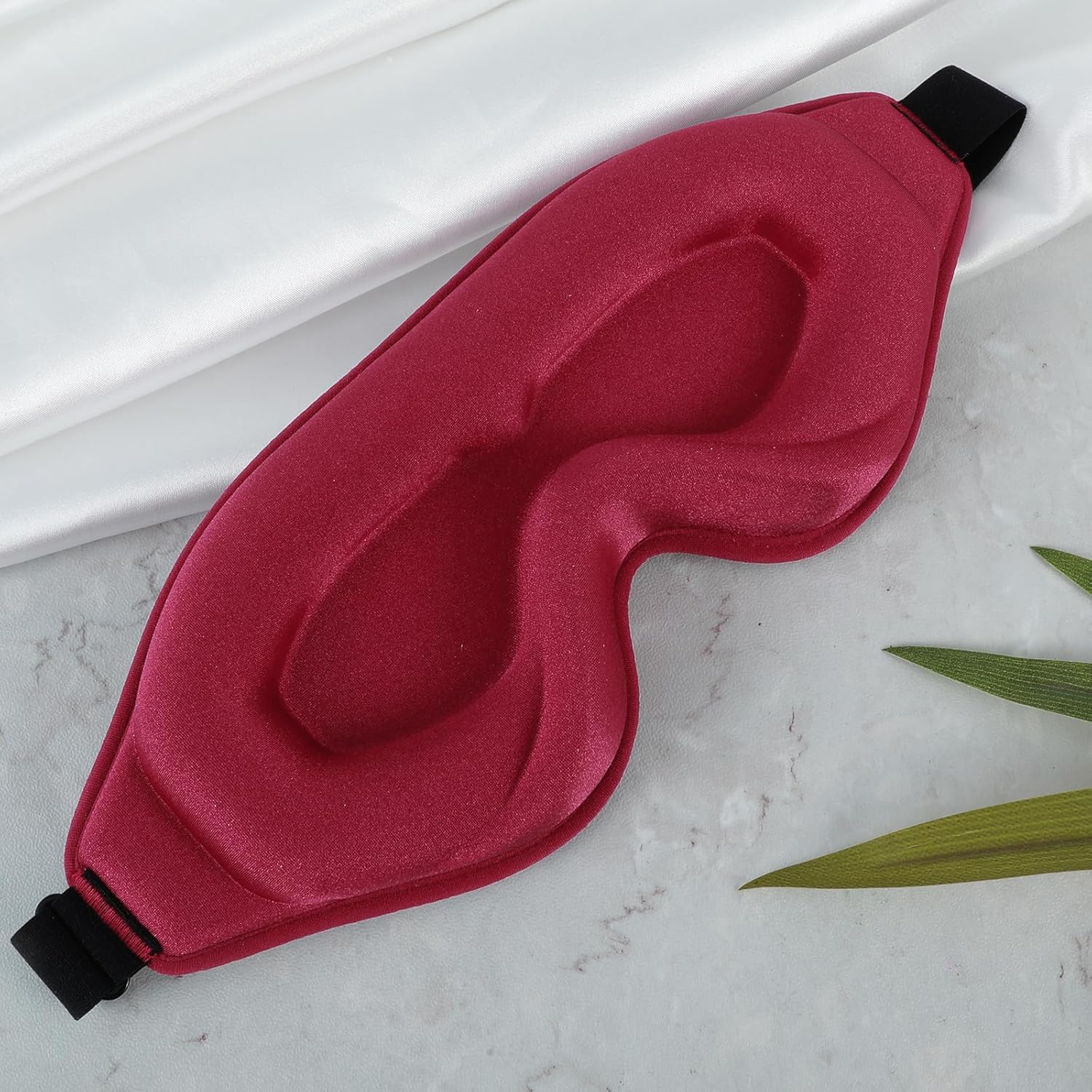 WLLHYF Schlafmaske, Augenmaske für Damen und Herren, Seide, weich, atmungsaktiv, 3D-konturierte Augenmaske zum Schlafen, Reisen, Nickerchen, blockiert Licht zum Schlafen, Augenmaske (Kastanienbraun) – Bild 6