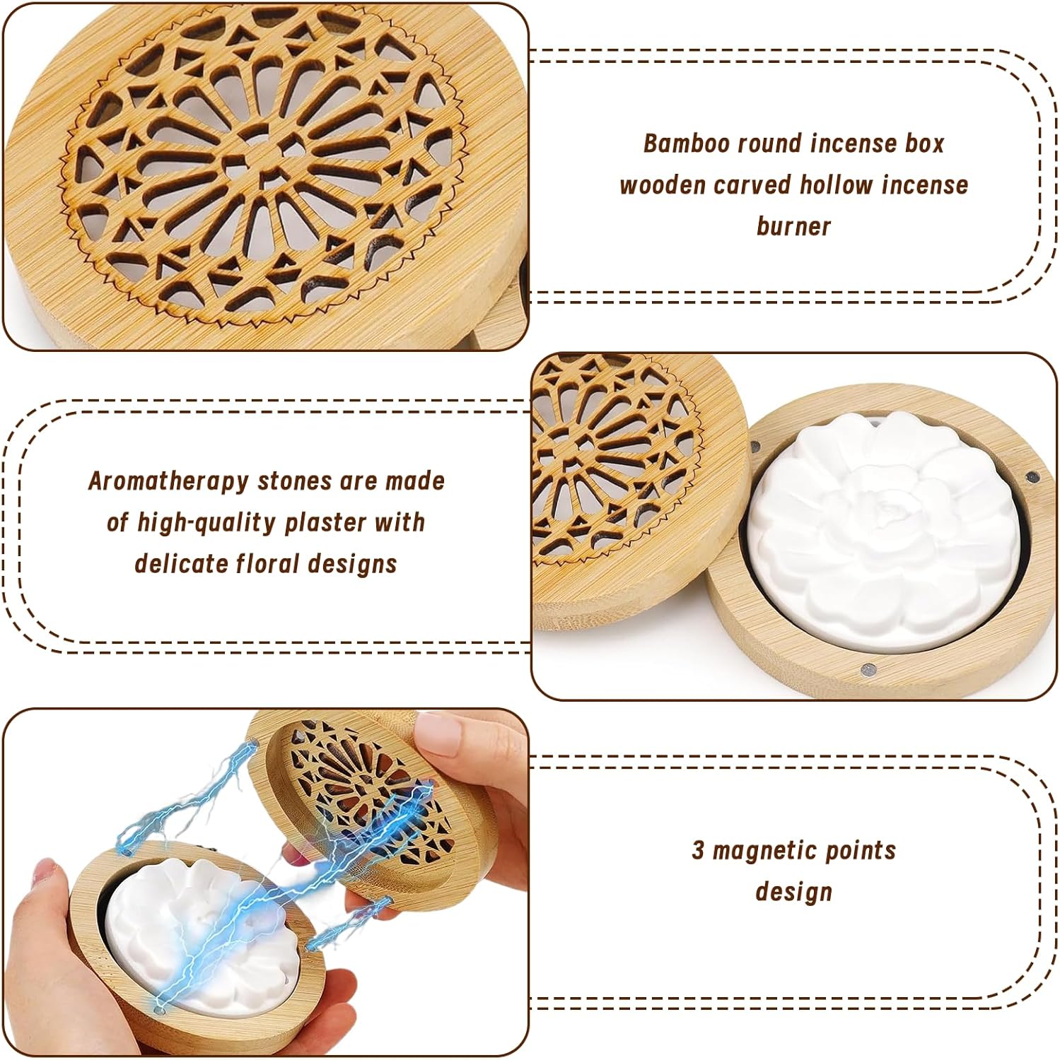 1 x Duftsteine für ätherische Öle, Diffusor für ätherische Öle, Diffusor für ätherische Öle, klein mit 1 Räucherschachtel, Diffusor-Ornament-Duftstein, für Aromatherapie im Schlafzimmer – Bild 3