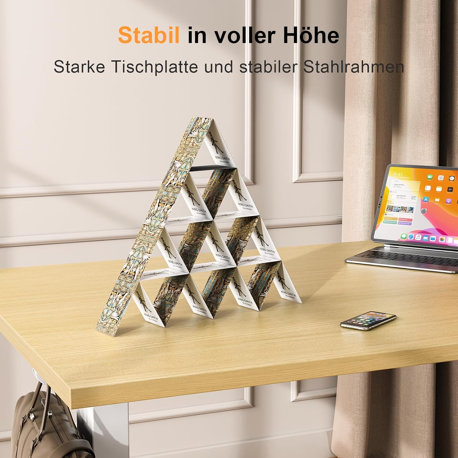 WALKINGDESK Ganze Tischplatte, höhenverstellbarer Schreibtisch, elektrischer 140 x 70 cm Computertisch, Stehsitztisch mit einteiliger Tischplatte, Stehpult mit 4 Memory-Funktionen, Eiche – Bild 8