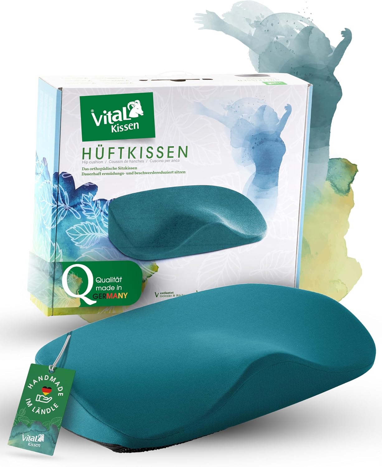 Hüftkissen – Das Original Orthopädisches Sitzkissen – Ergonomisches Keilkissen für Bürostuhl & Stuhl – Entlastet Rücken, Hüfte, Knie & LWS – Gegen Schmerzen & aufrechtes Sitzen