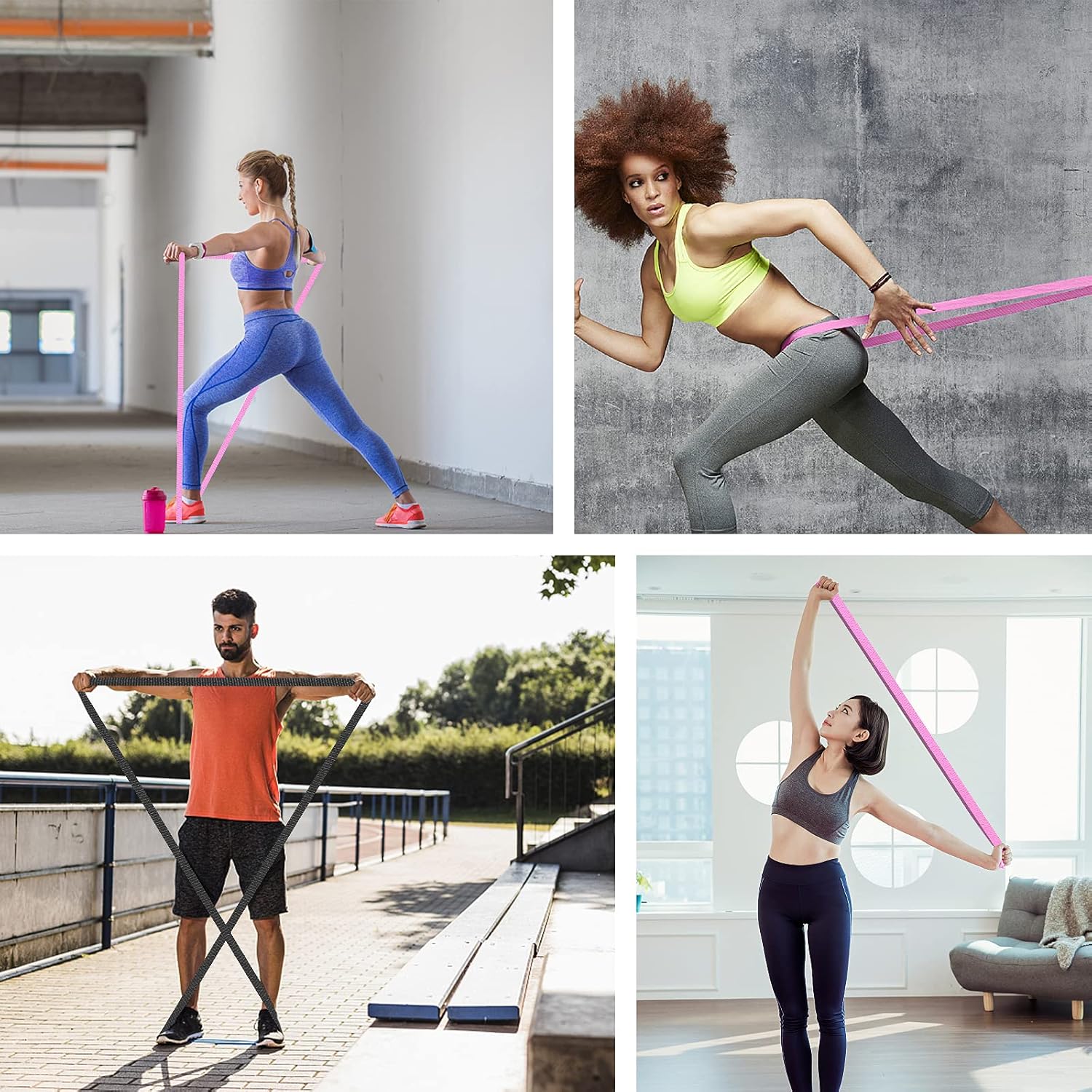 Fitnessband Stoff-Widerstandsbänder – Lange Widerstandsbänder, rutschfestes Gymnastikband, Klimmzugband für Krafttraining, Crossfit, Yoga, Heimtraining – Bild 7