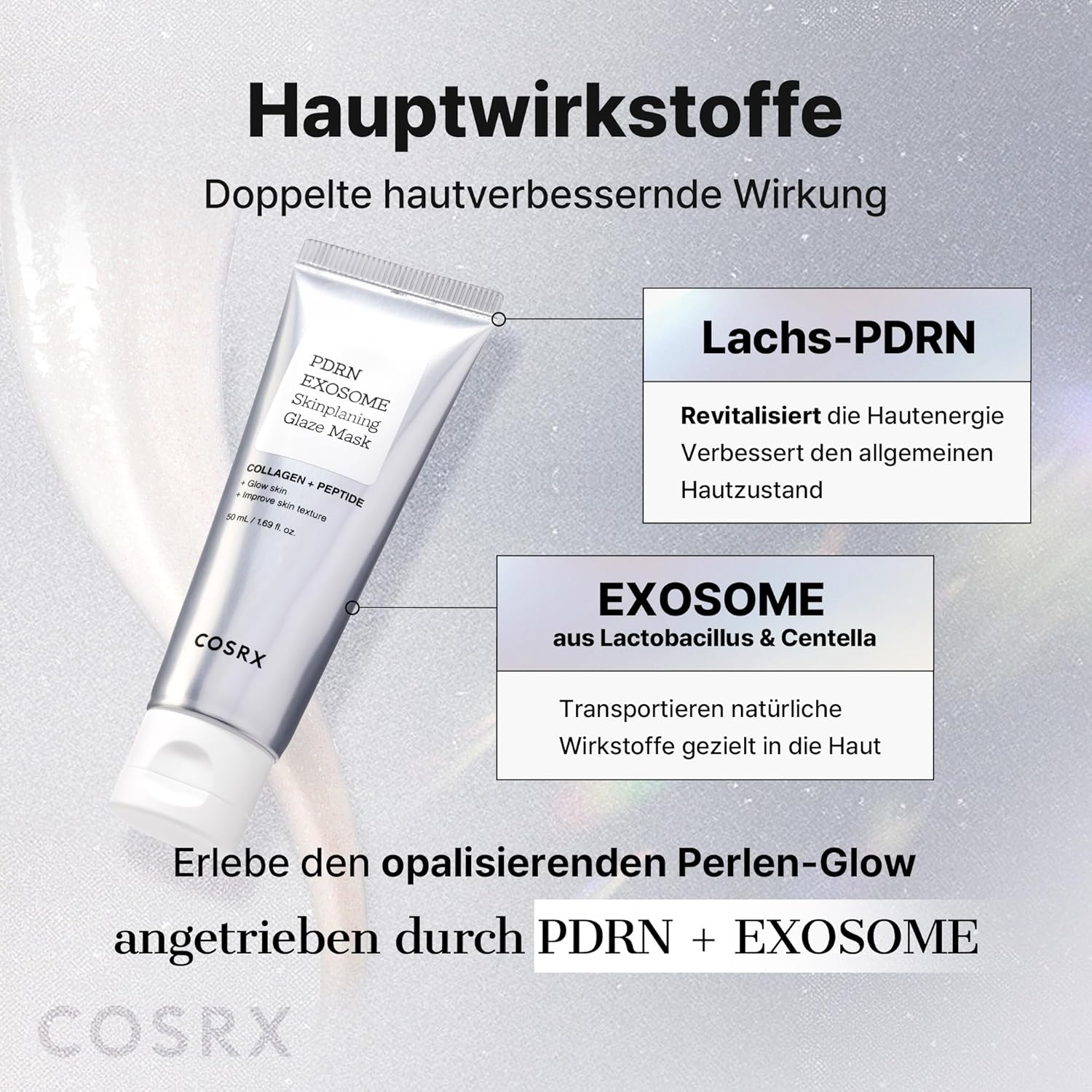COSRX PDRN Exosome Skinplaning Glaze Mask für Glashaut mit Lachs-DNA PDRN und Exosomen, Collagen Night Wrapping Mask für das Gesicht, mit Silikonbürste, verfeinert die Haut, 50 ml, koreanische Hautpflege – Bild 7