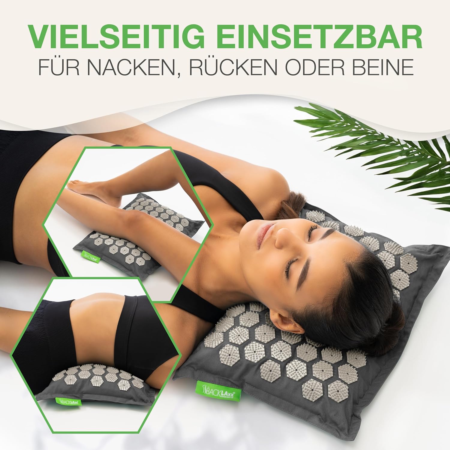 BACKLAxx Akupressurkissen | Akupressur-Nackenkissen gegen Verspannungen in Schulter und Nacken | Akupressurkissen Nacken gegen Kopfschmerzen & Migräne | Akupunkturkissen – Schiefergrau – Bild 5