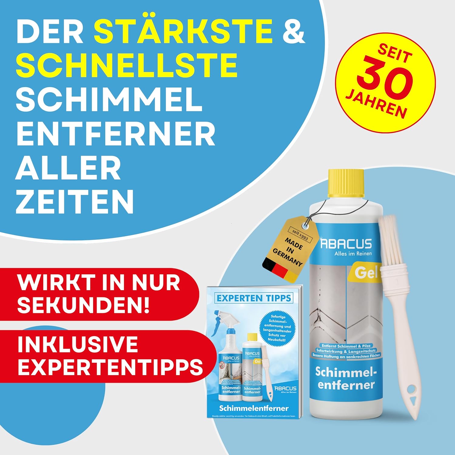 ABACUS Schifo 2432 Schimmel-Entferner-Gel mit Pinsel, Anti-Schimmel mit Haftwirkung gegen Schimmel und Stockflecken, konzentriertes Anti-Schimmel-Gel wirkt innerhalb von Minuten, 1 x 500 ml – Bild 2